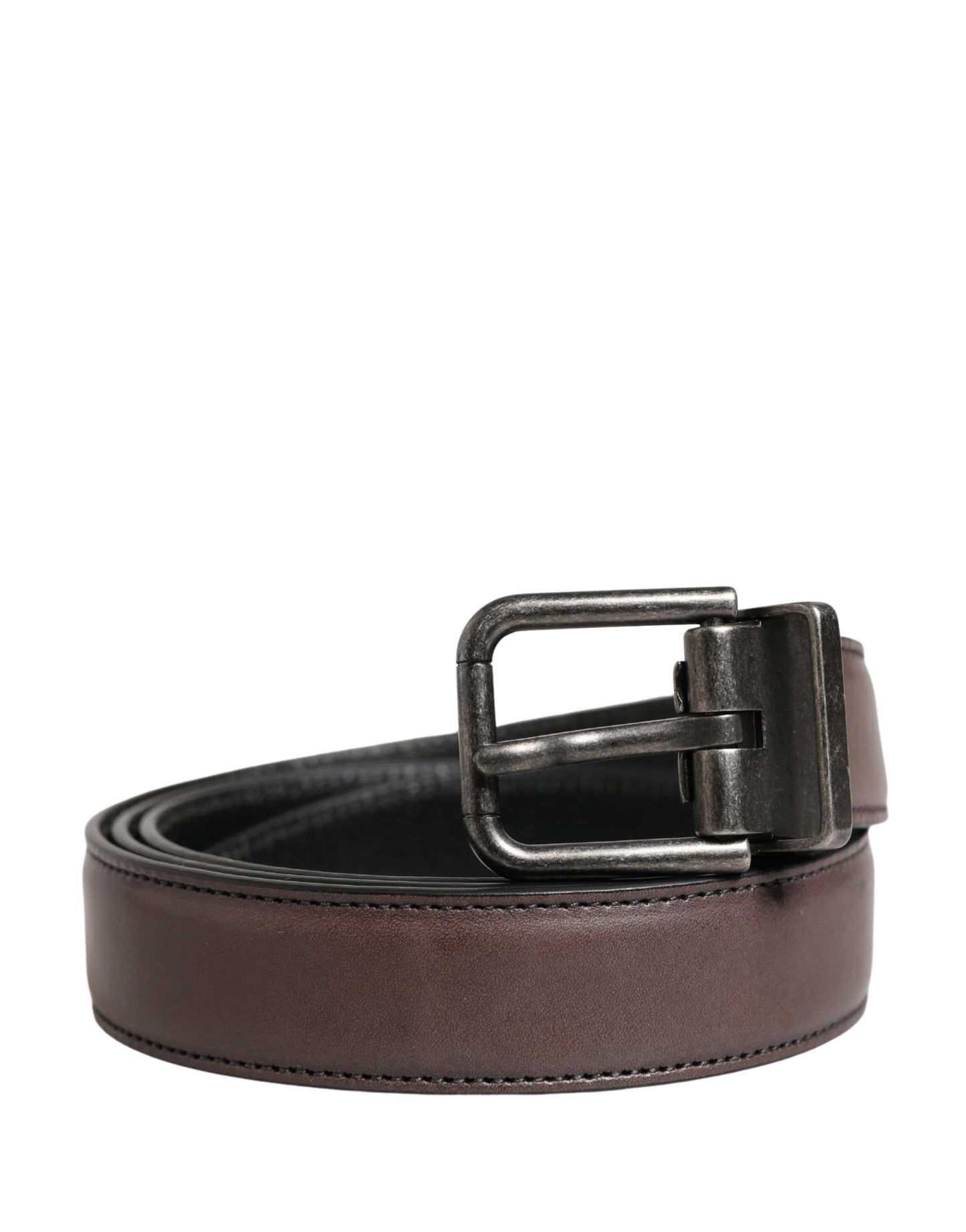 Dolce & Gabbana Men Brown Classic Leather Metal Buckle Belt Curated Luxury Accessories by Orvyn