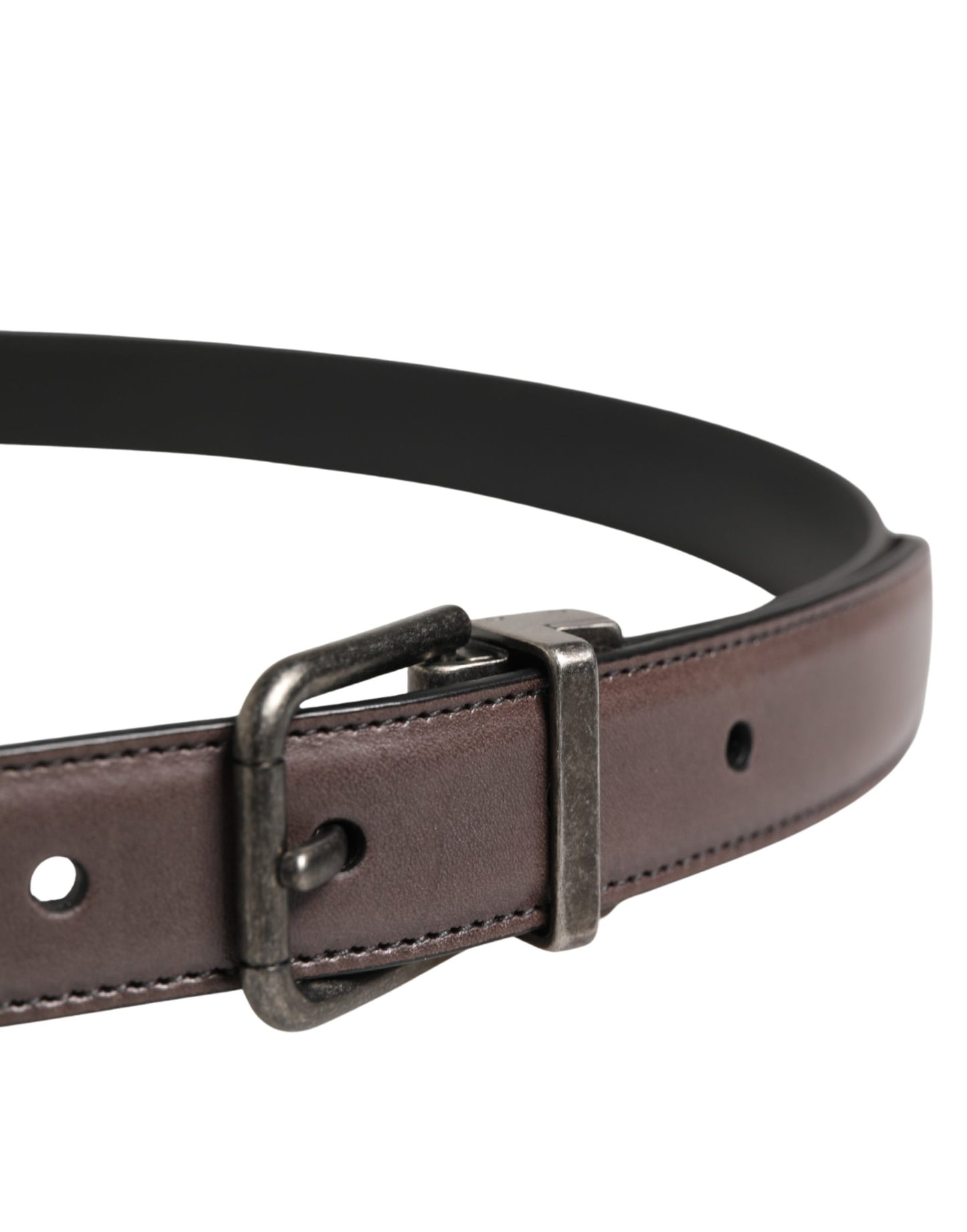 Dolce & Gabbana Men Brown Classic Leather Metal Buckle Belt Curated Luxury Accessories by Orvyn