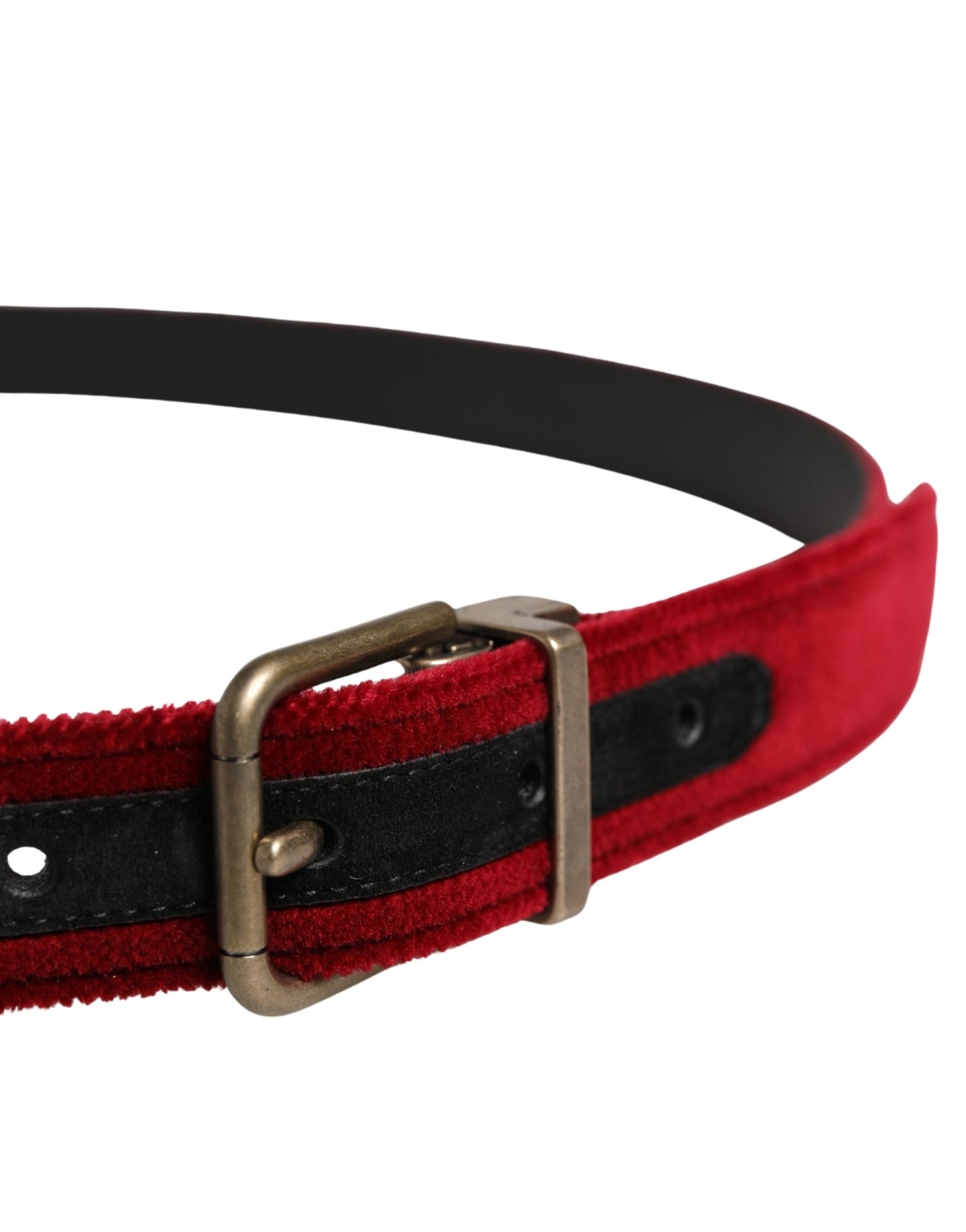 Dolce & Gabbana Men Burgundy Velvet Cotton Metal Buckle Belt Curated Luxury Accessories by Orvyn