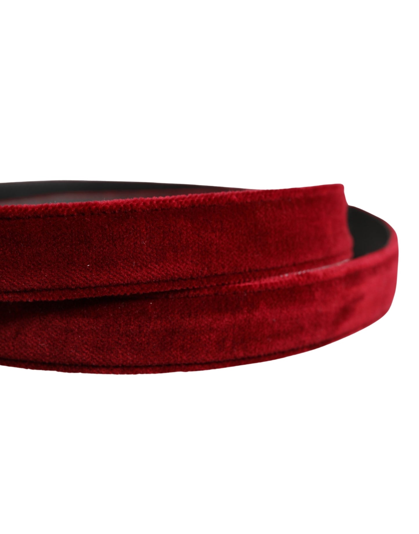 Dolce & Gabbana Men Burgundy Velvet Cotton Metal Buckle Belt Curated Luxury Accessories by Orvyn