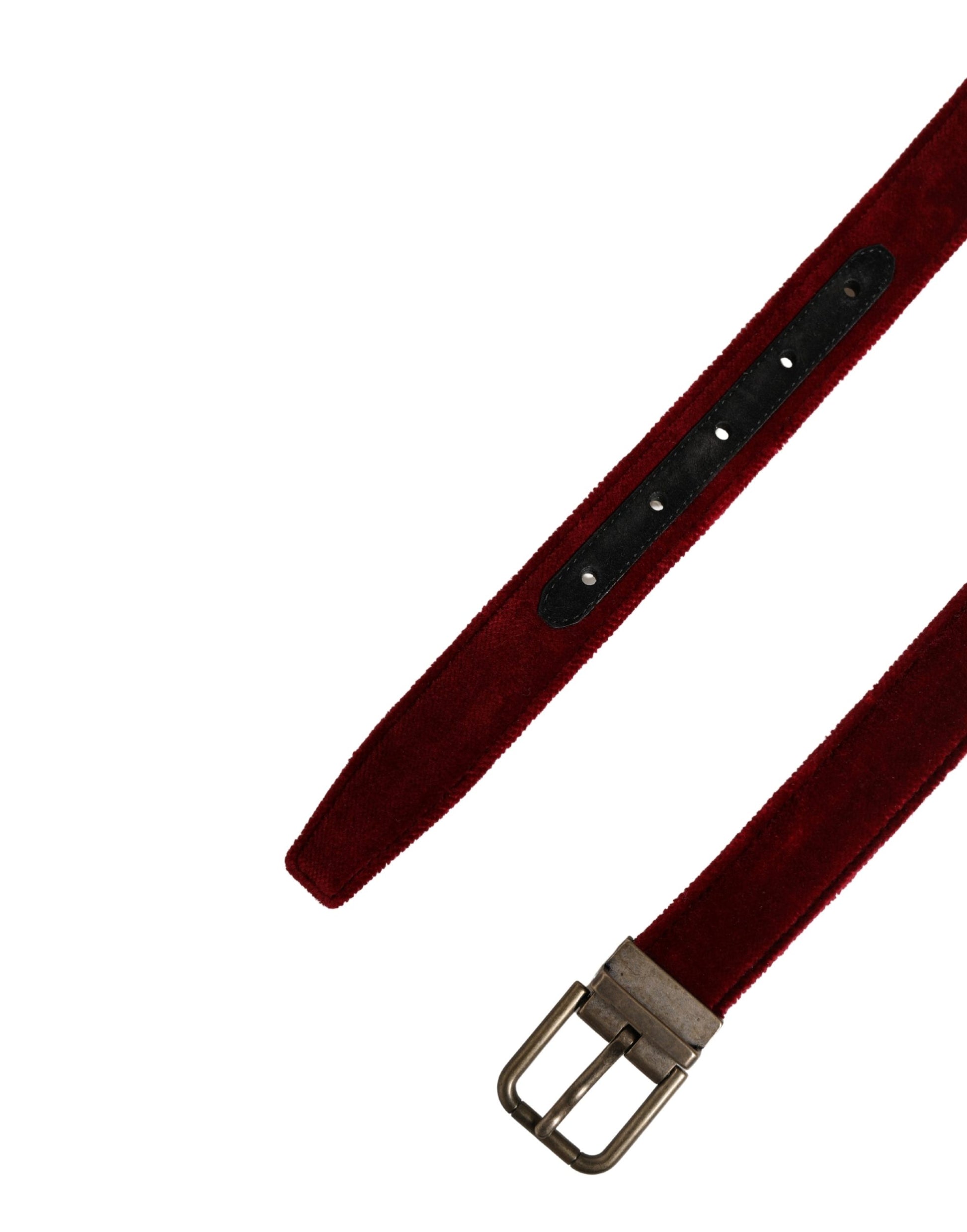 Dolce & Gabbana Men Burgundy Velvet Cotton Metal Buckle Belt Curated Luxury Accessories by Orvyn