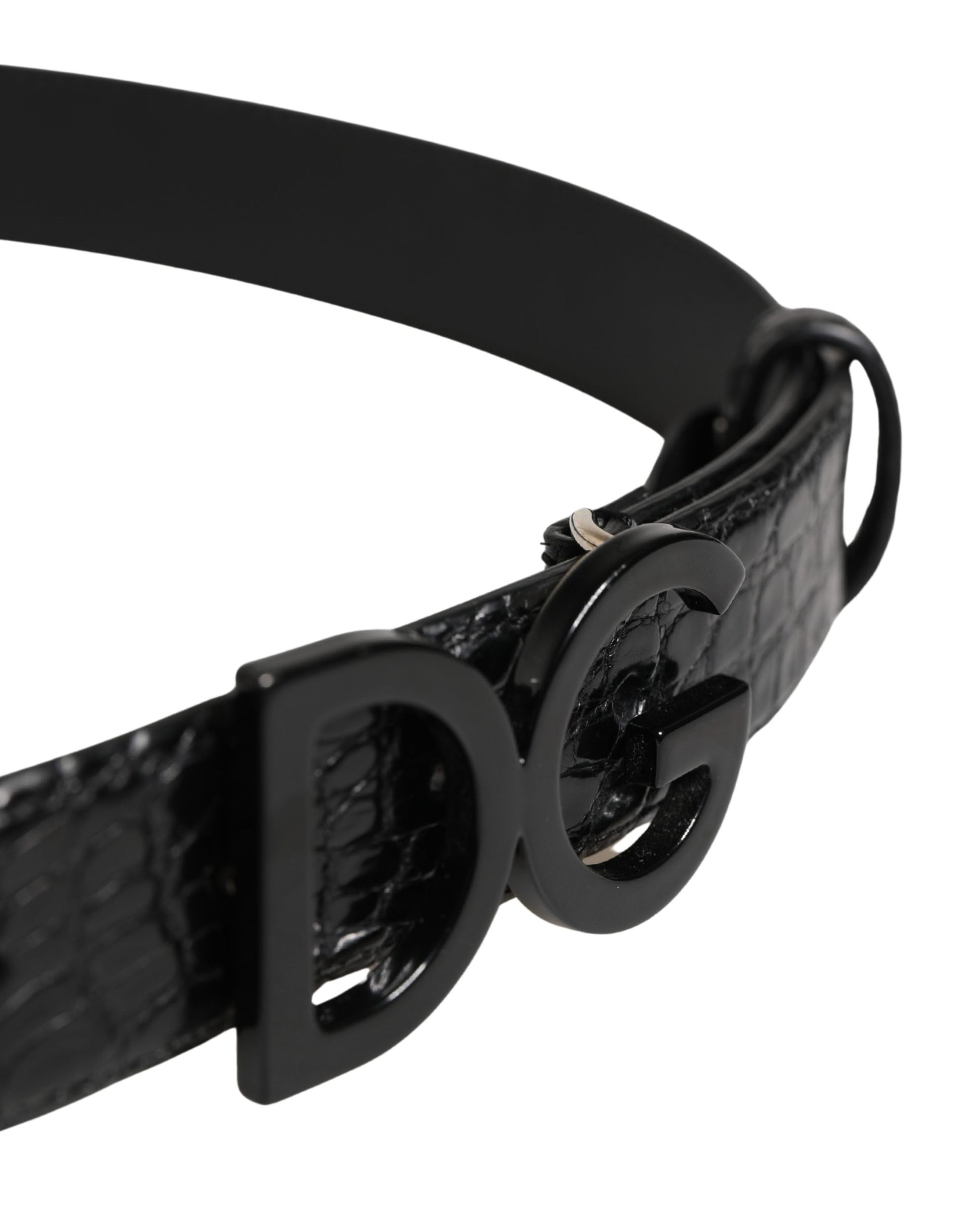 Dolce & Gabbana Men Black Exotic Leather Logo Buckle Belt Curated Luxury Accessories by Orvyn