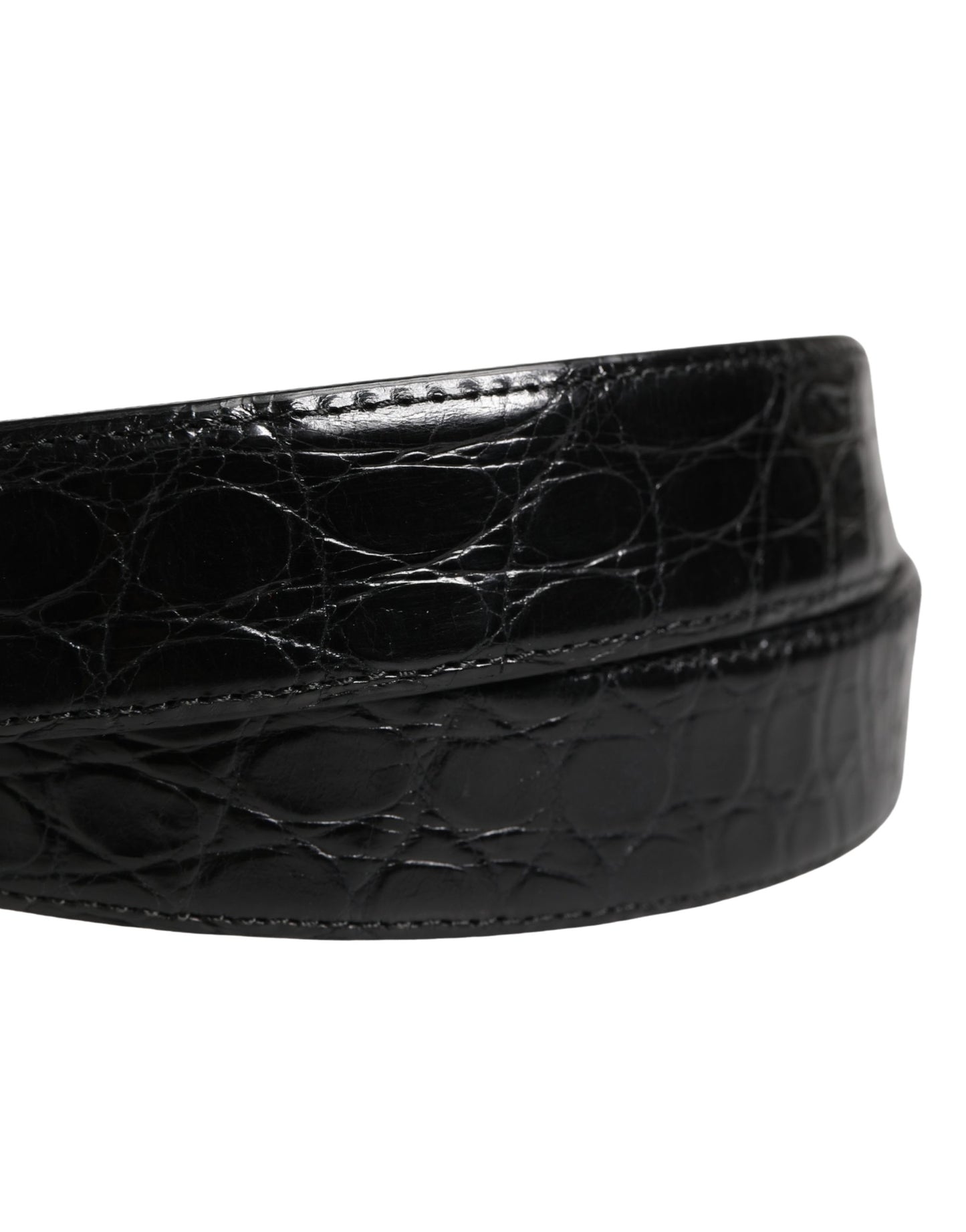 Dolce & Gabbana Men Black Exotic Leather Logo Buckle Belt Curated Luxury Accessories by Orvyn