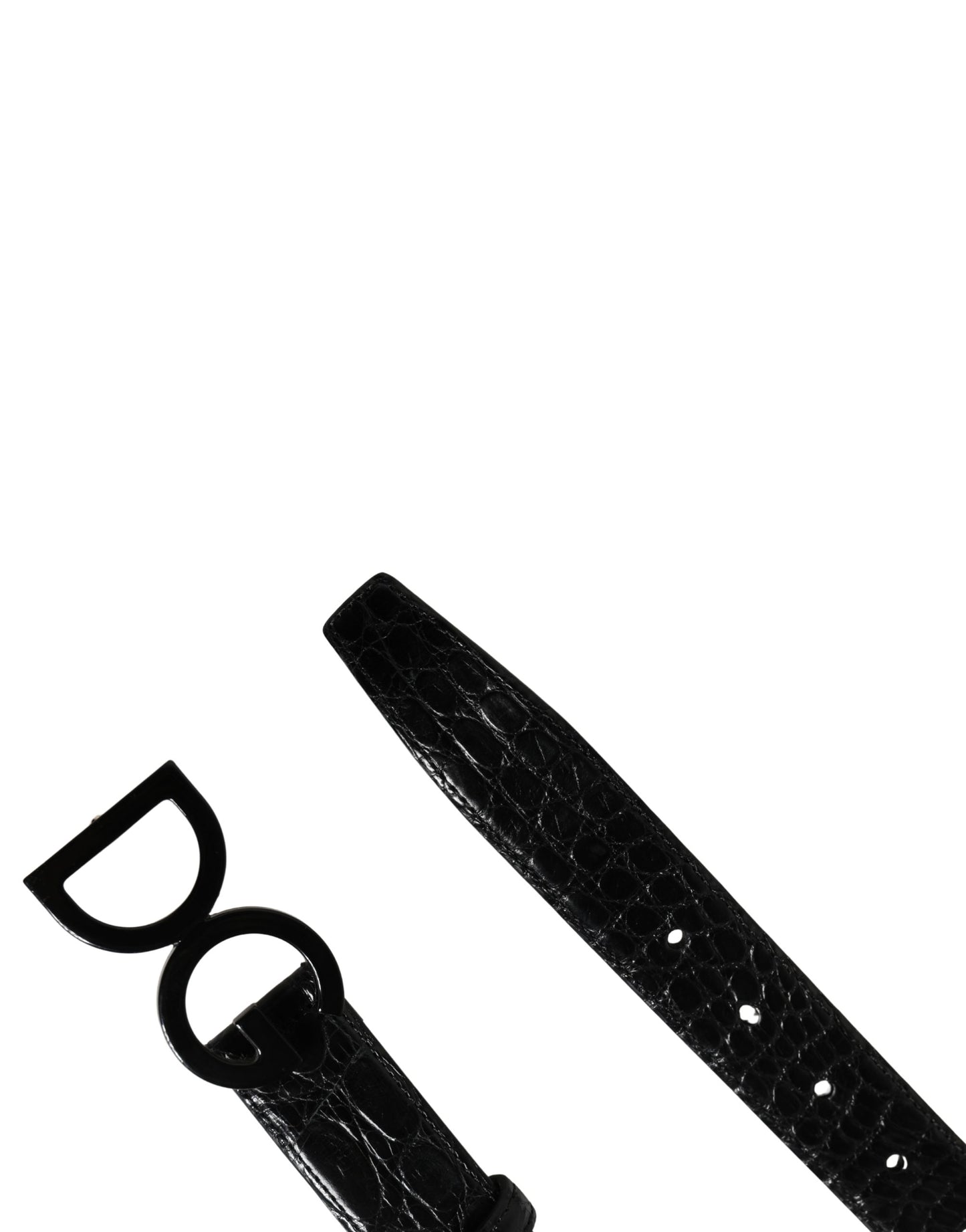 Dolce & Gabbana Men Black Exotic Leather Logo Buckle Belt Curated Luxury Accessories by Orvyn