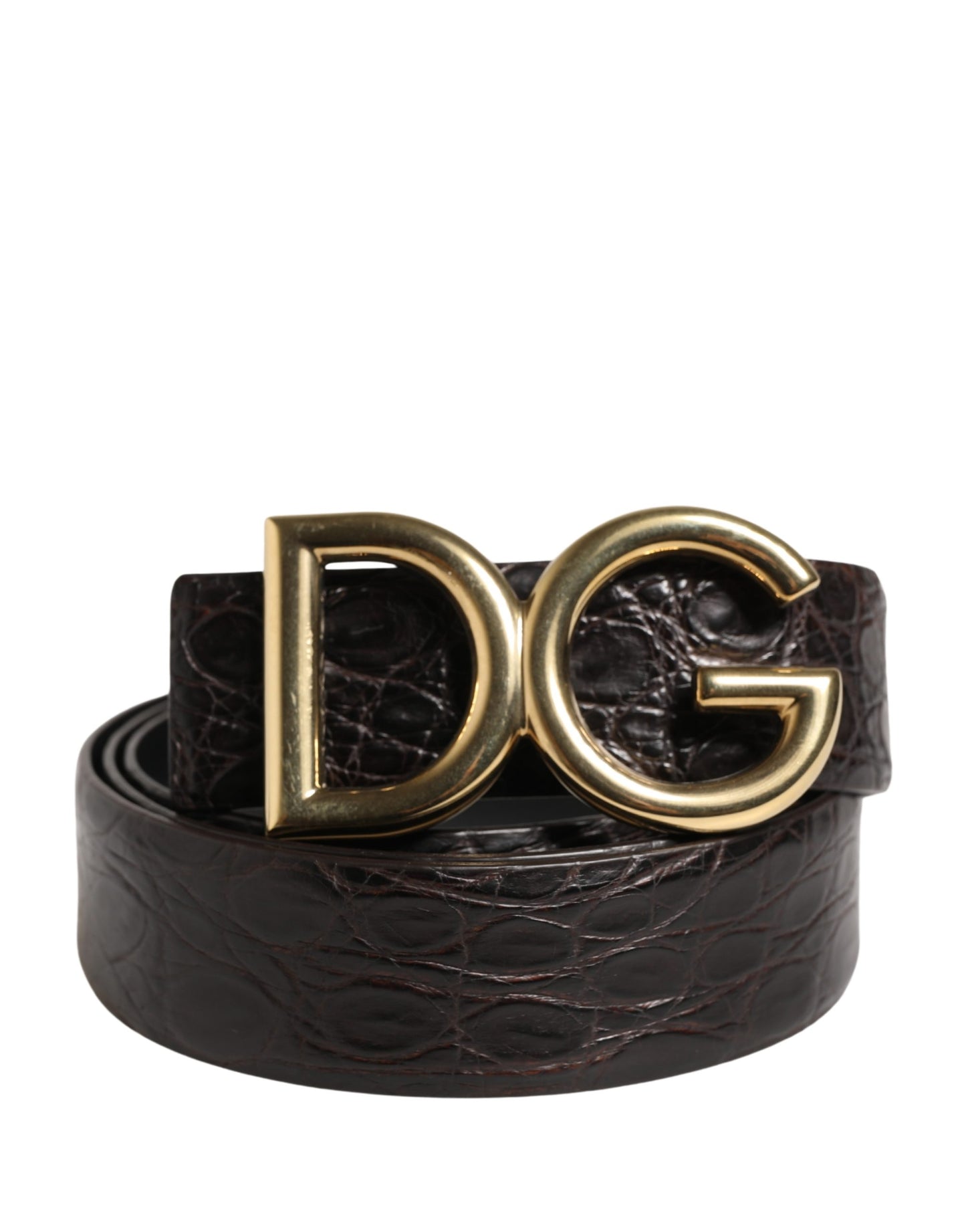 Dolce & Gabbana Men Black Exotic Leather Logo Buckle Belt Curated Luxury Accessories by Orvyn