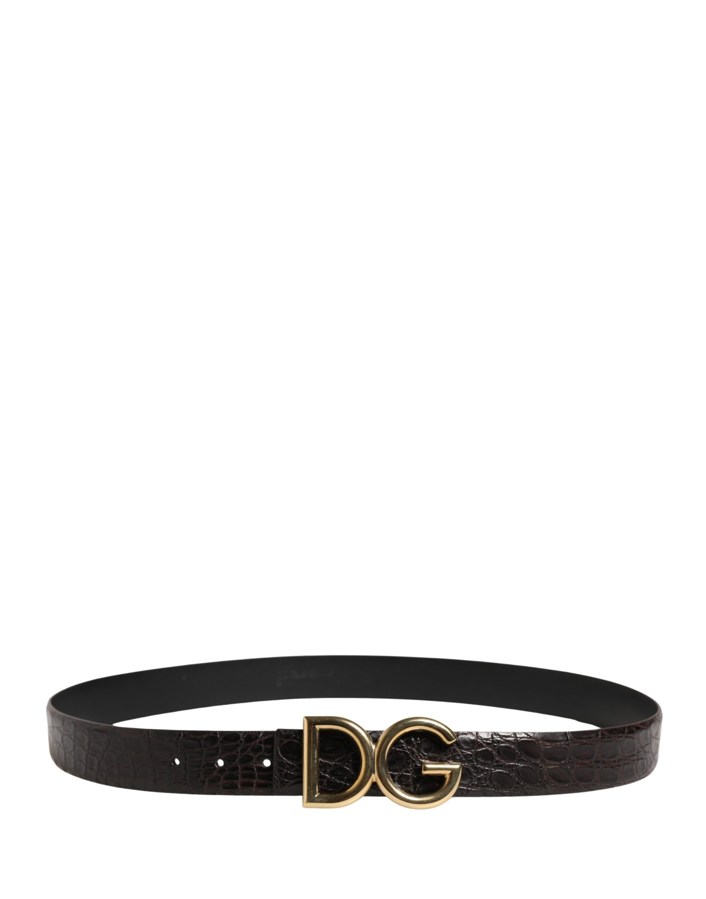 Dolce & Gabbana Men Black Exotic Leather Logo Buckle Belt Curated Luxury Accessories by Orvyn
