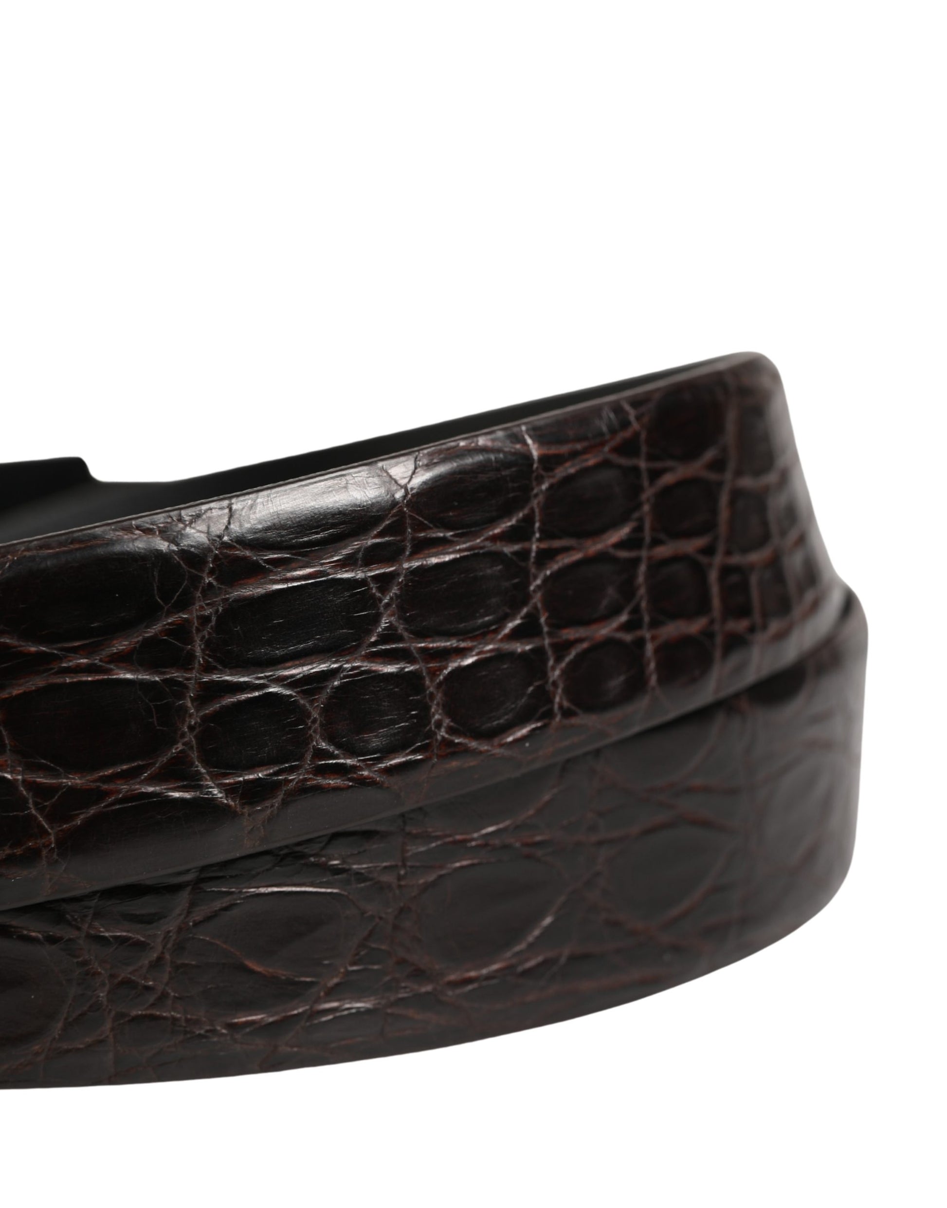 Dolce & Gabbana Men Black Exotic Leather Logo Buckle Belt Curated Luxury Accessories by Orvyn