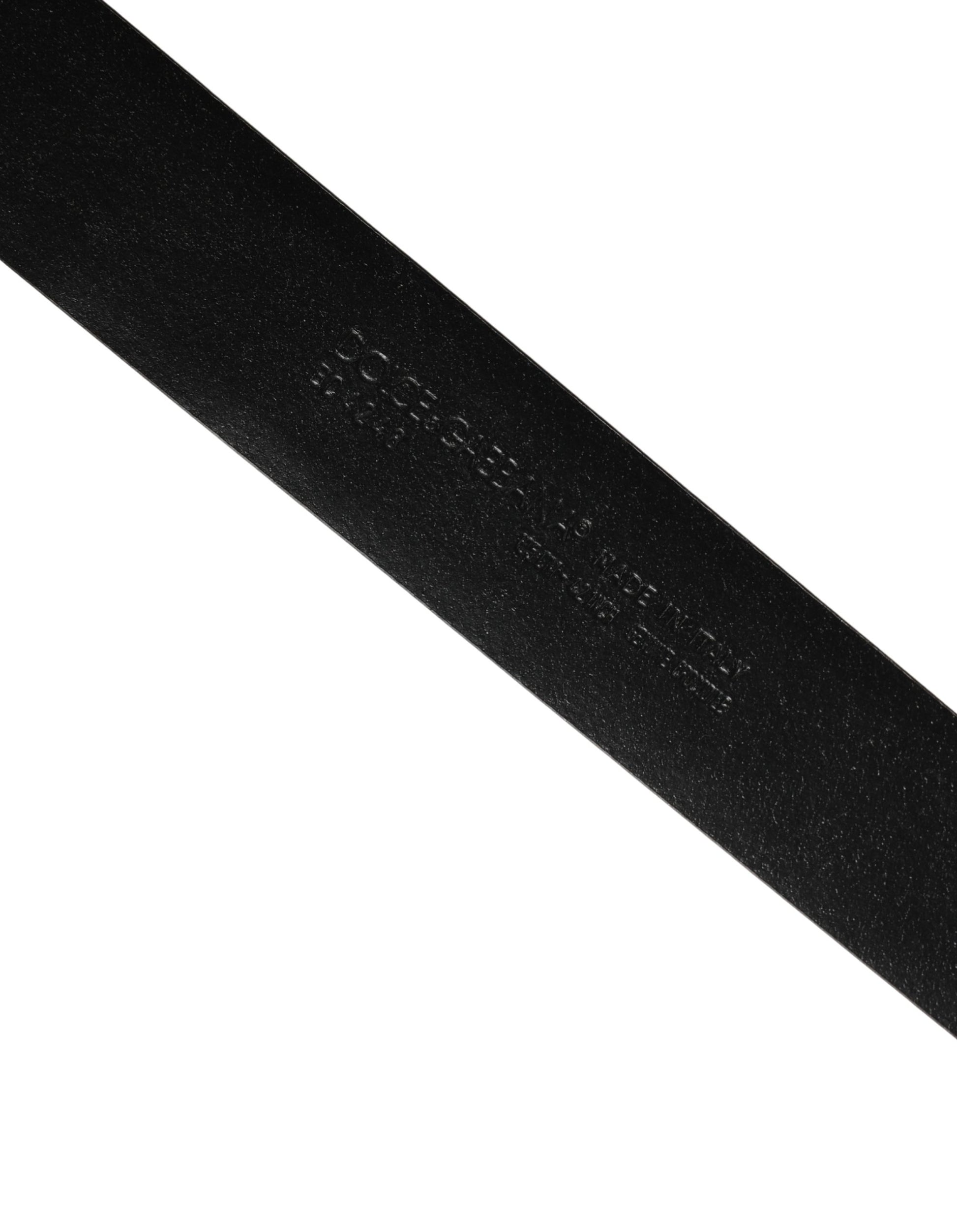 Dolce & Gabbana Men Black Exotic Leather Logo Buckle Belt Curated Luxury Accessories by Orvyn