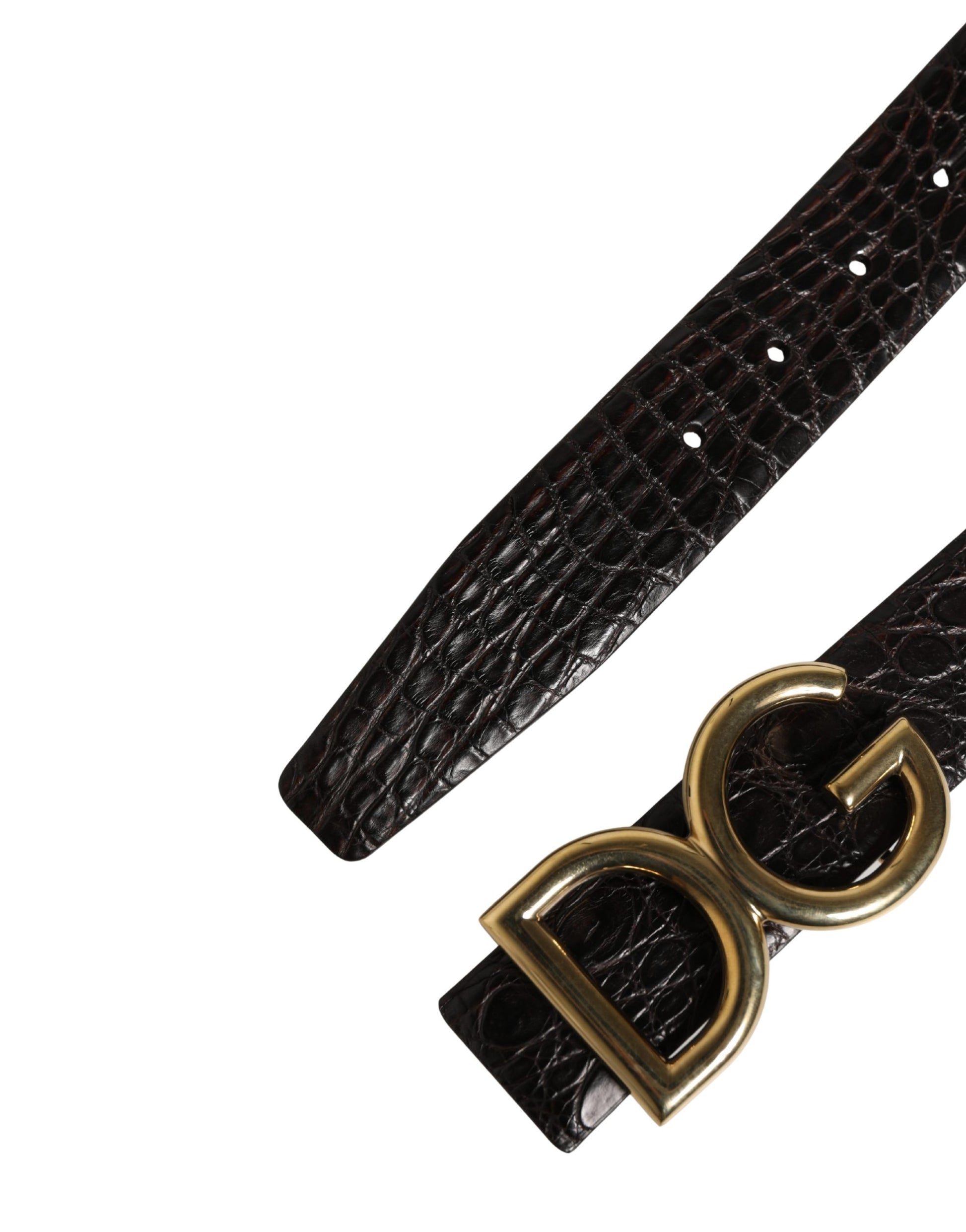 Dolce & Gabbana Men Black Exotic Leather Logo Buckle Belt Curated Luxury Accessories by Orvyn