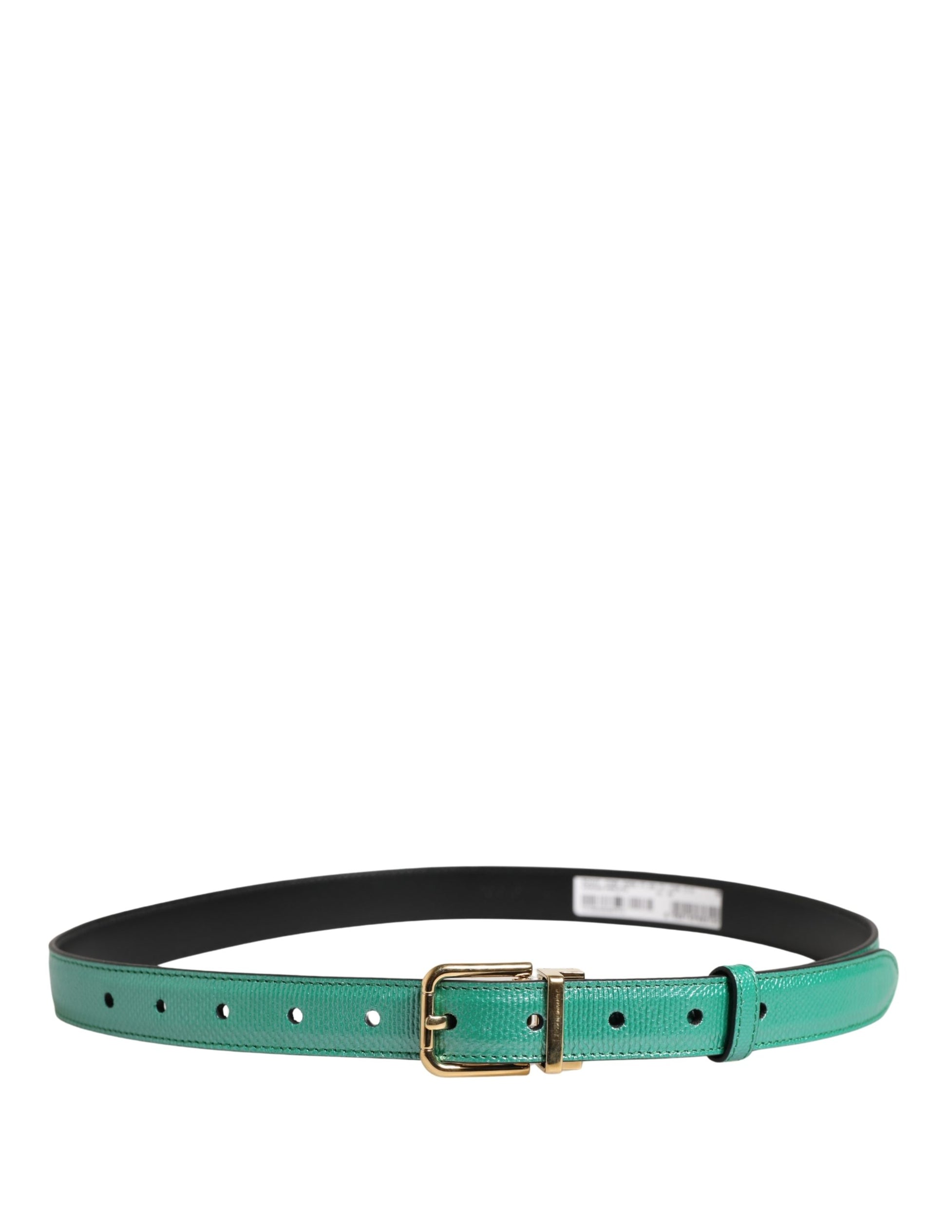 Dolce & Gabbana Men Green Classic Leather Metal Buckle Belt Curated Luxury Accessories by Orvyn