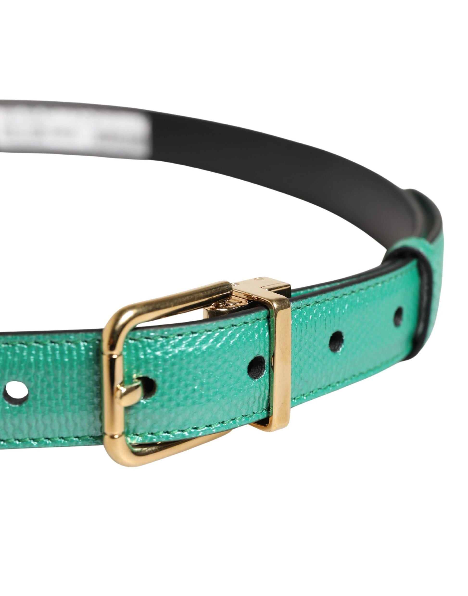Dolce & Gabbana Men Green Classic Leather Metal Buckle Belt Curated Luxury Accessories by Orvyn