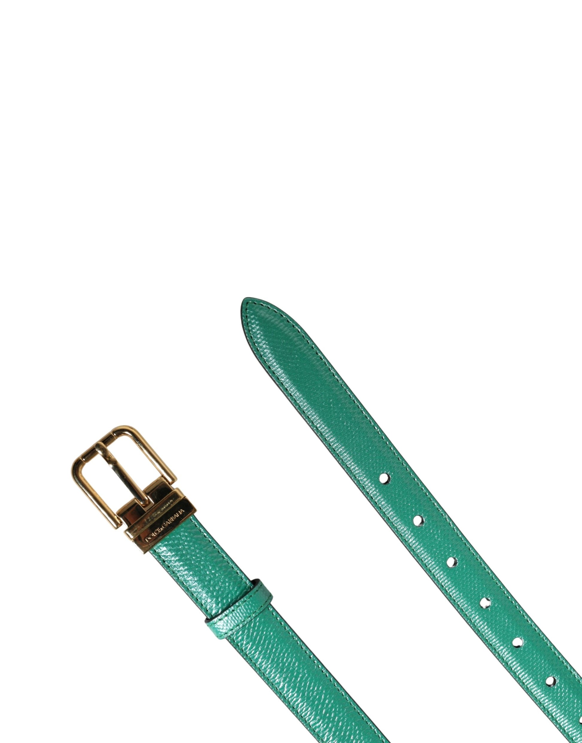 Dolce & Gabbana Men Green Classic Leather Metal Buckle Belt Curated Luxury Accessories by Orvyn