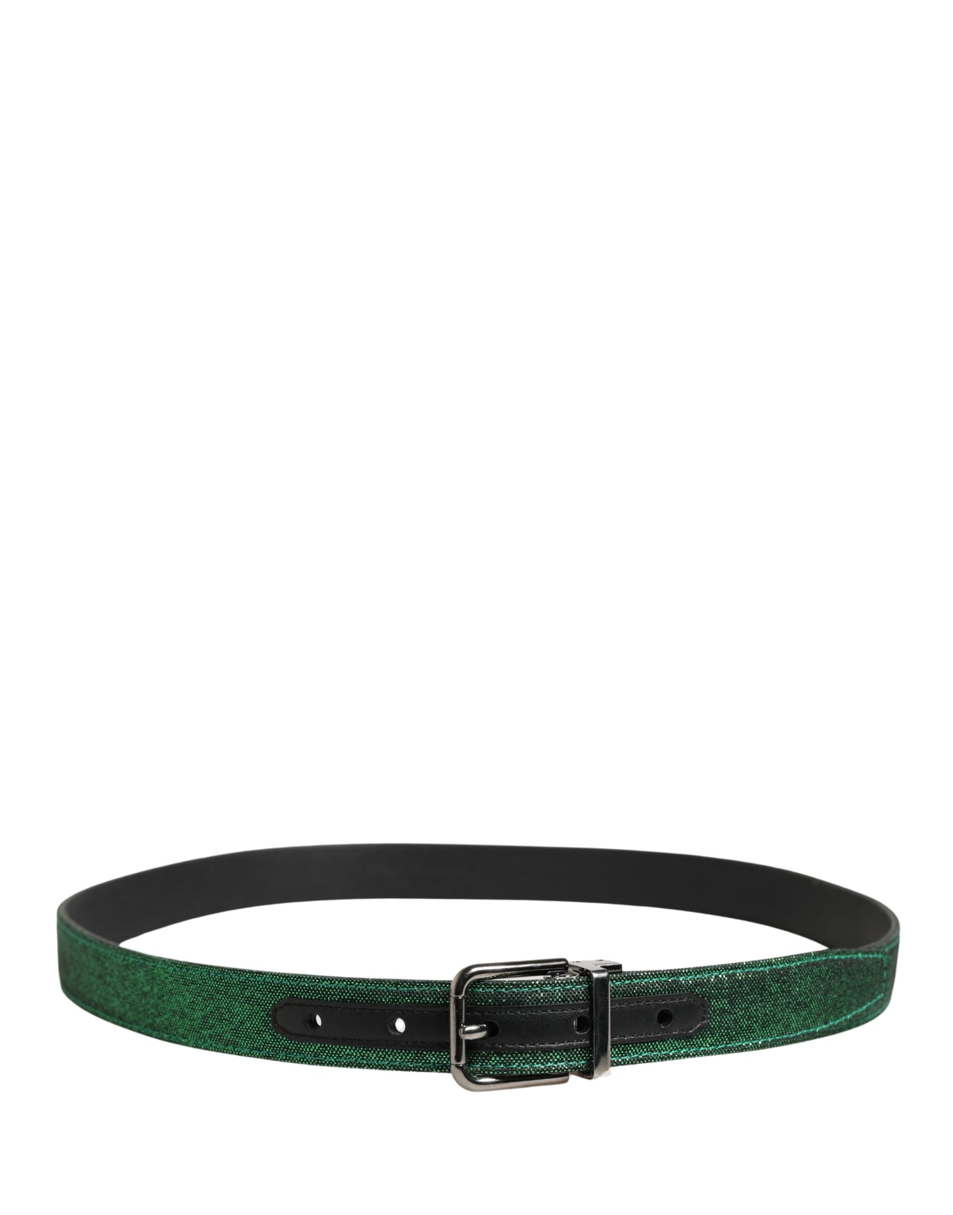 Dolce & Gabbana Men Green Lurex Polyester Metal Buckle Belt Curated Luxury Accessories by Orvyn