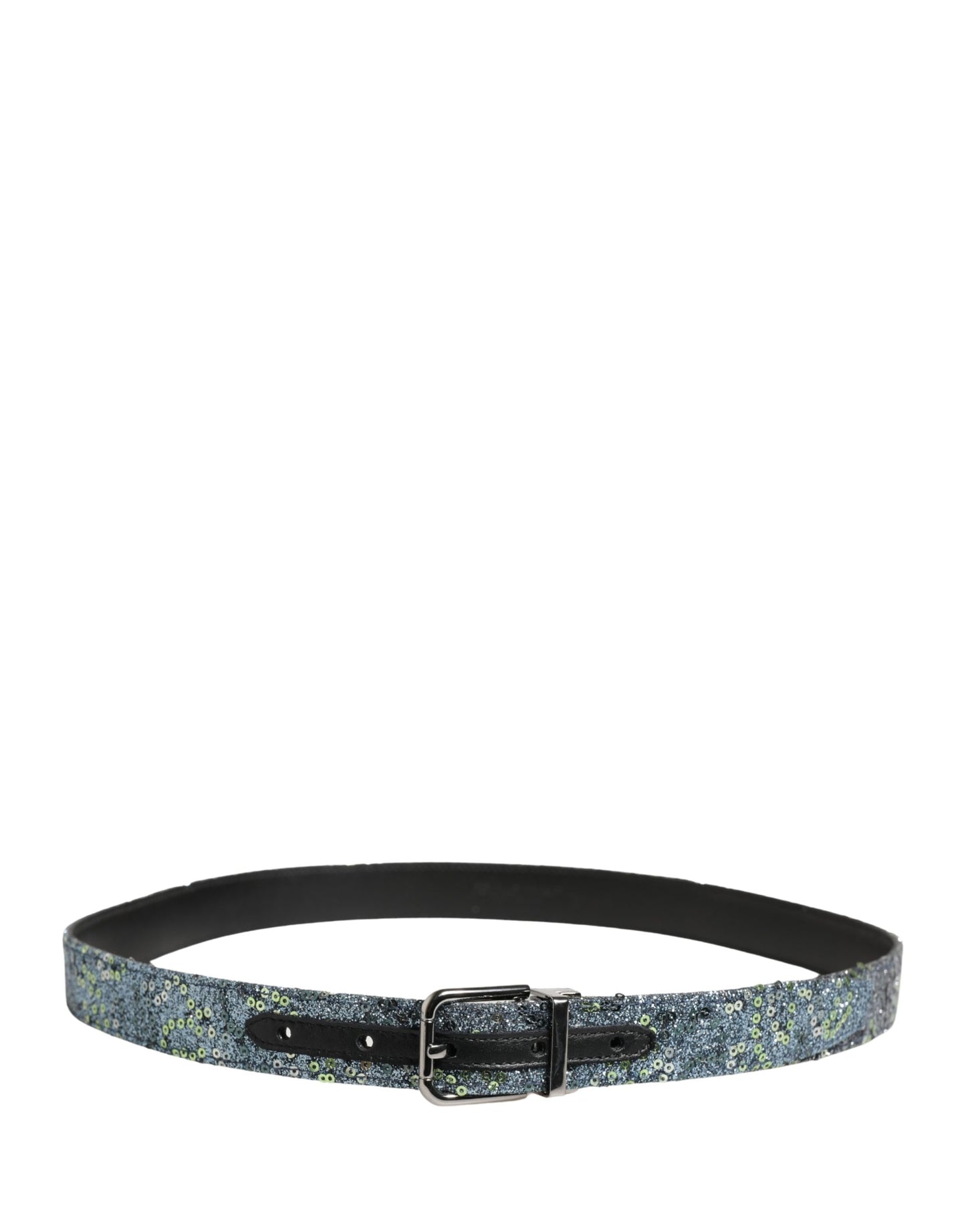 Dolce & Gabbana Men Multicolor Sequin Silver Metal Buckle Belt Curated Luxury Accessories by Orvyn