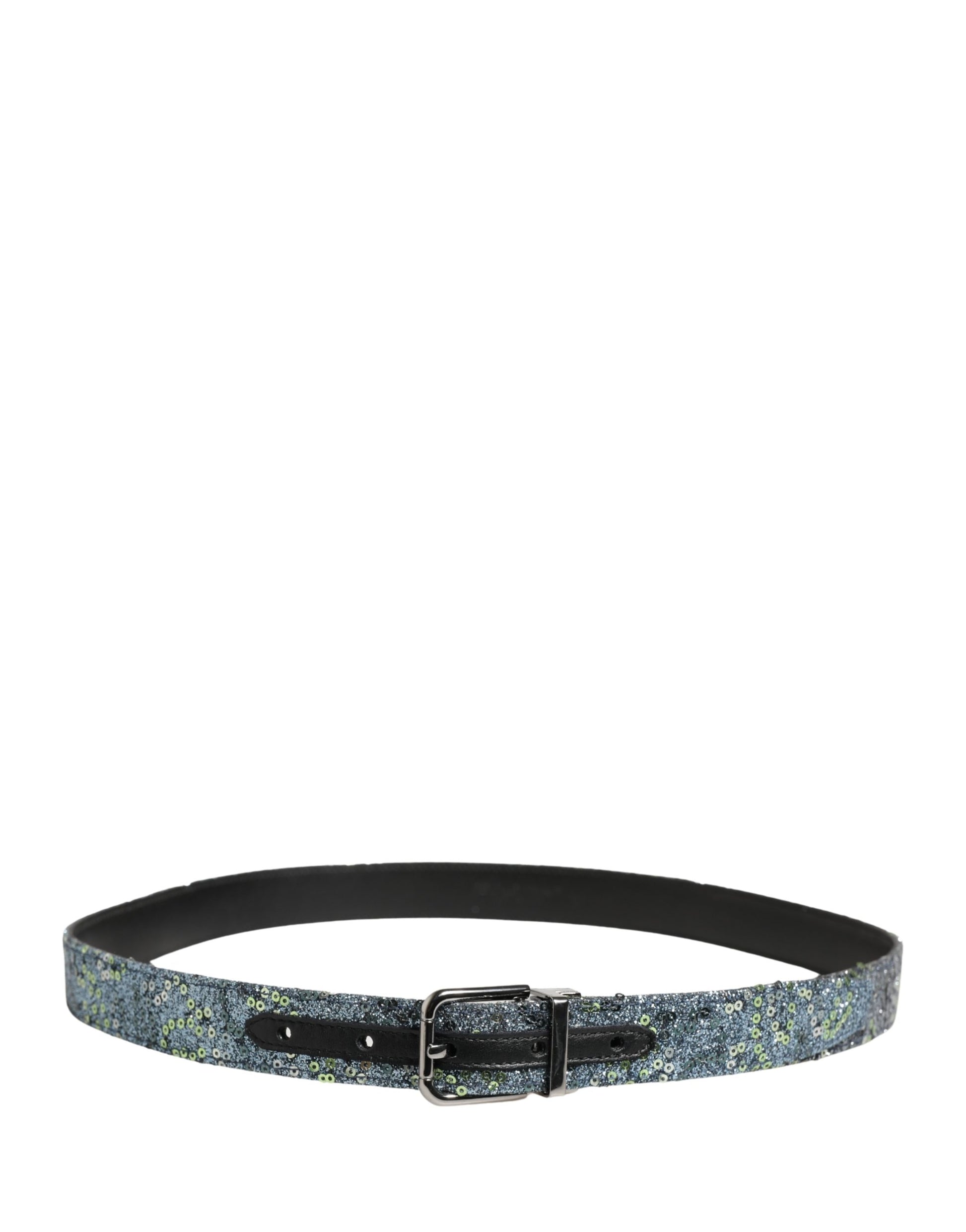 Dolce & Gabbana Men Multicolor Sequin Silver Metal Buckle Belt Curated Luxury Accessories by Orvyn