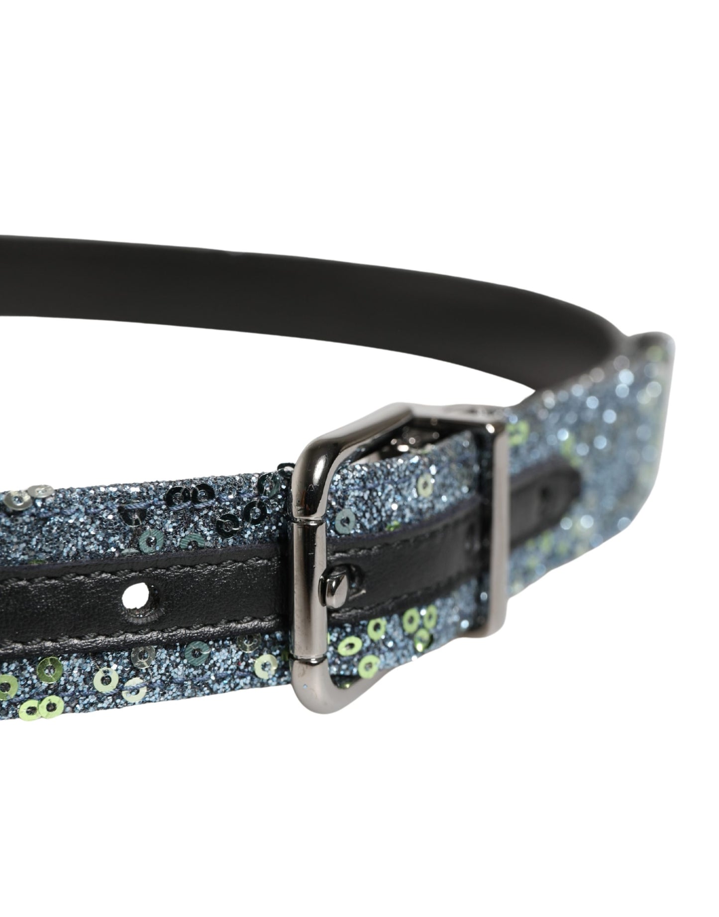 Dolce & Gabbana Men Multicolor Sequin Silver Metal Buckle Belt Curated Luxury Accessories by Orvyn