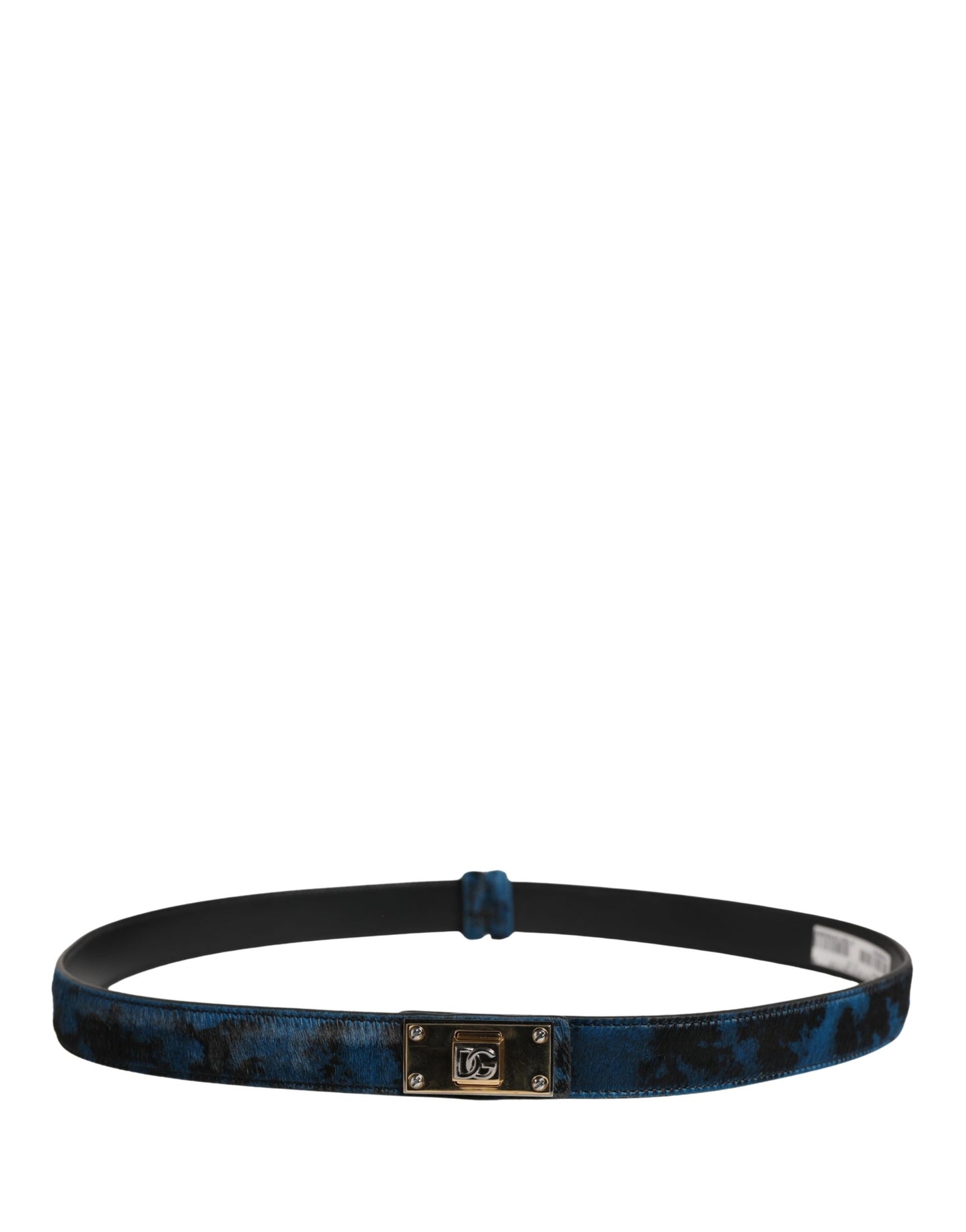 Dolce & Gabbana Men Blue Calf Leather Logo Metal Buckle Belt Curated Luxury Accessories by Orvyn