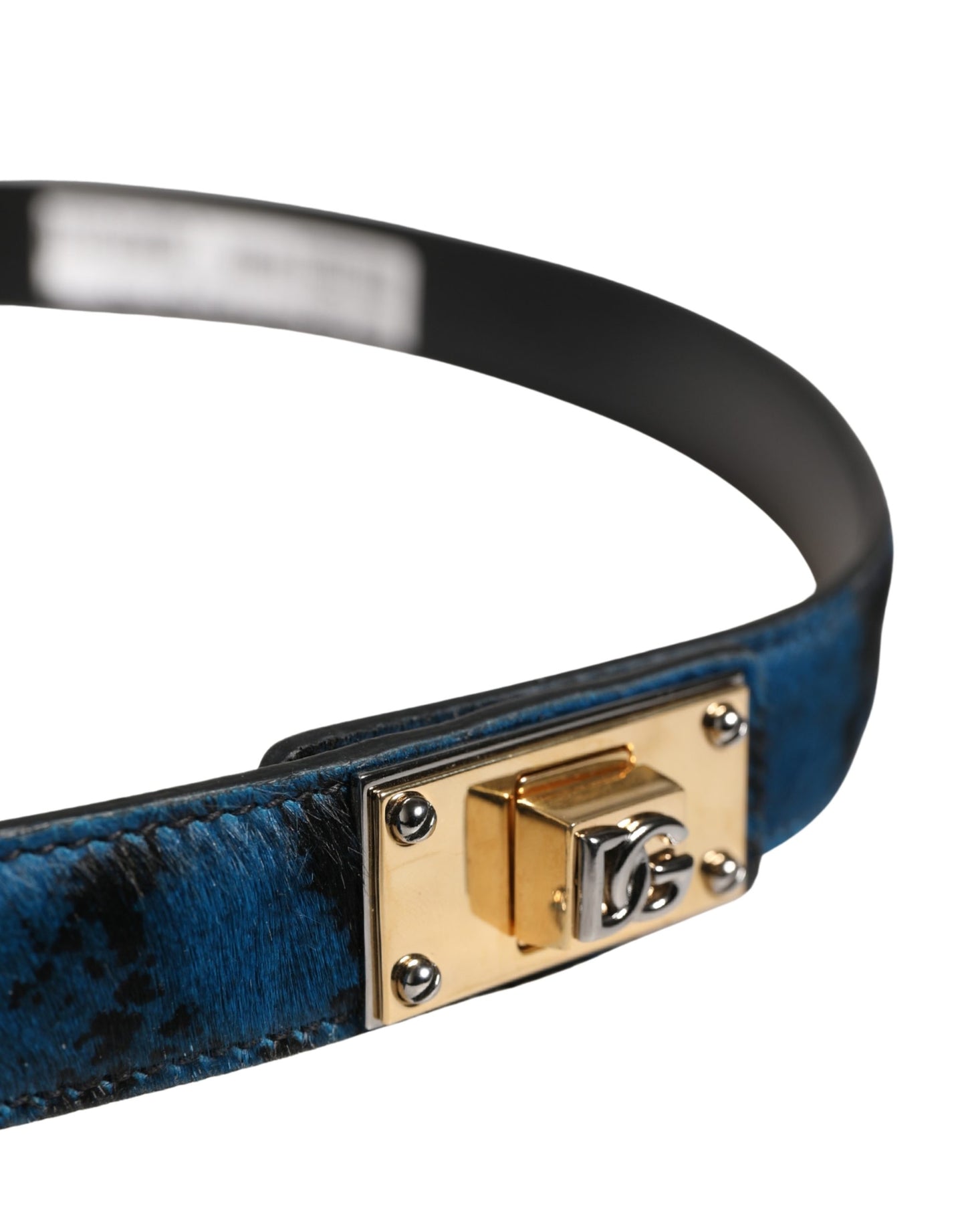 Dolce & Gabbana Men Blue Calf Leather Logo Metal Buckle Belt Curated Luxury Accessories by Orvyn