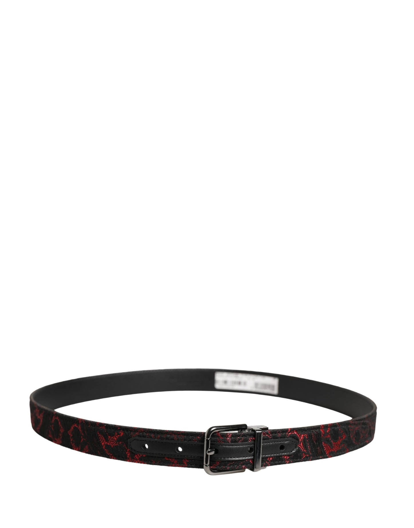 Dolce & Gabbana Black Red Polyester Silver Metal Buckle Belt Curated Luxury Accessories by Orvyn