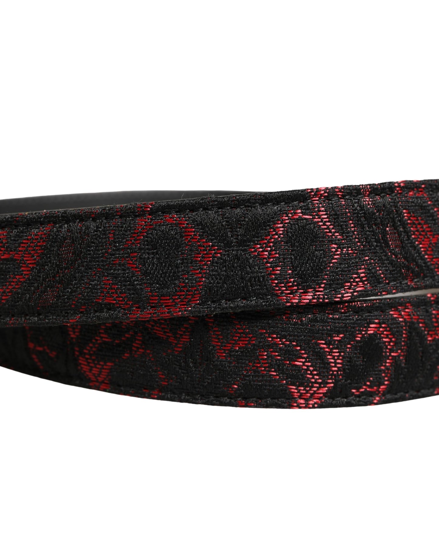 Dolce & Gabbana Black Red Polyester Silver Metal Buckle Belt Curated Luxury Accessories by Orvyn
