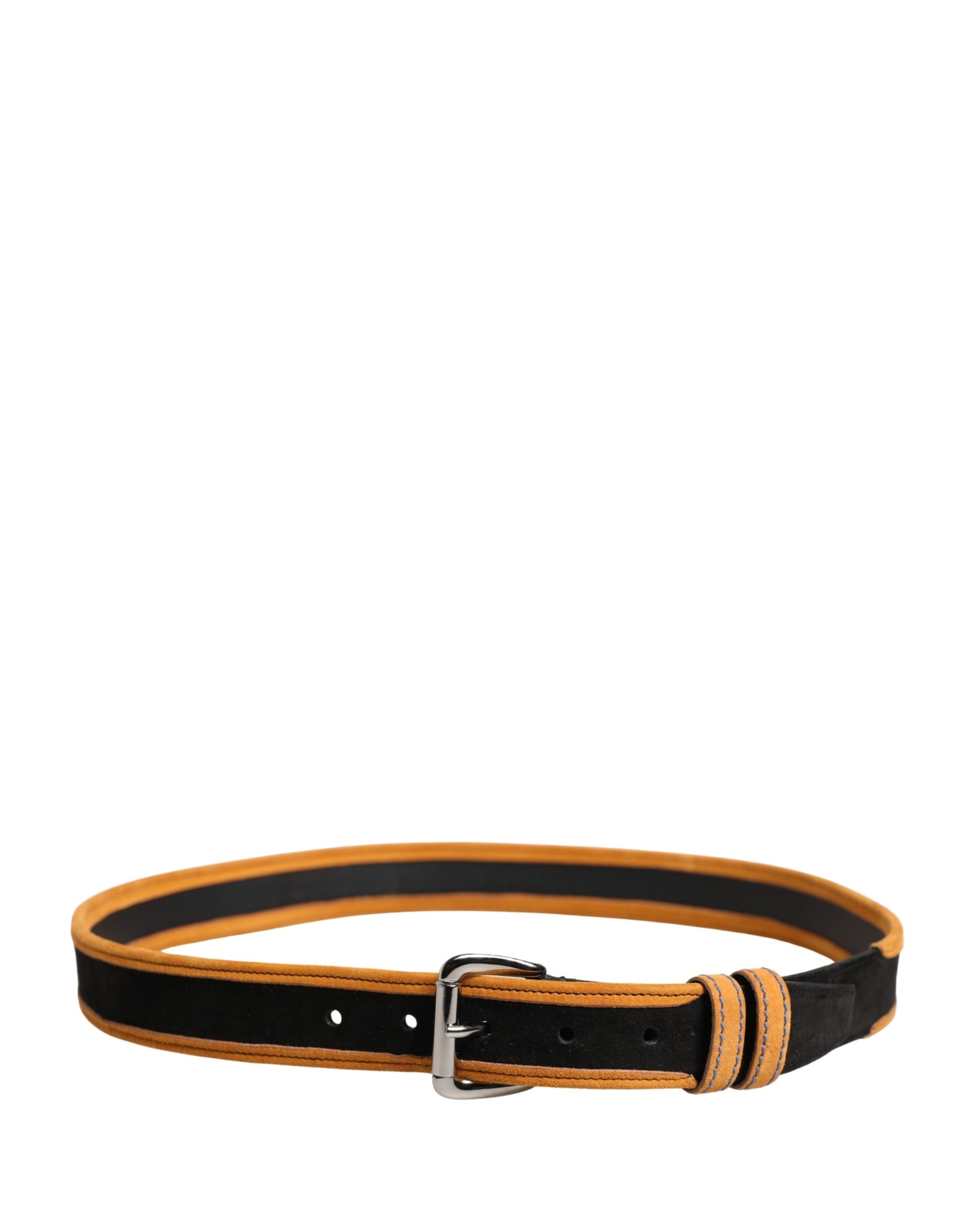 Dolce & Gabbana Men Black Orange Polyester Metal Buckle Belt Curated Luxury Accessories by Orvyn