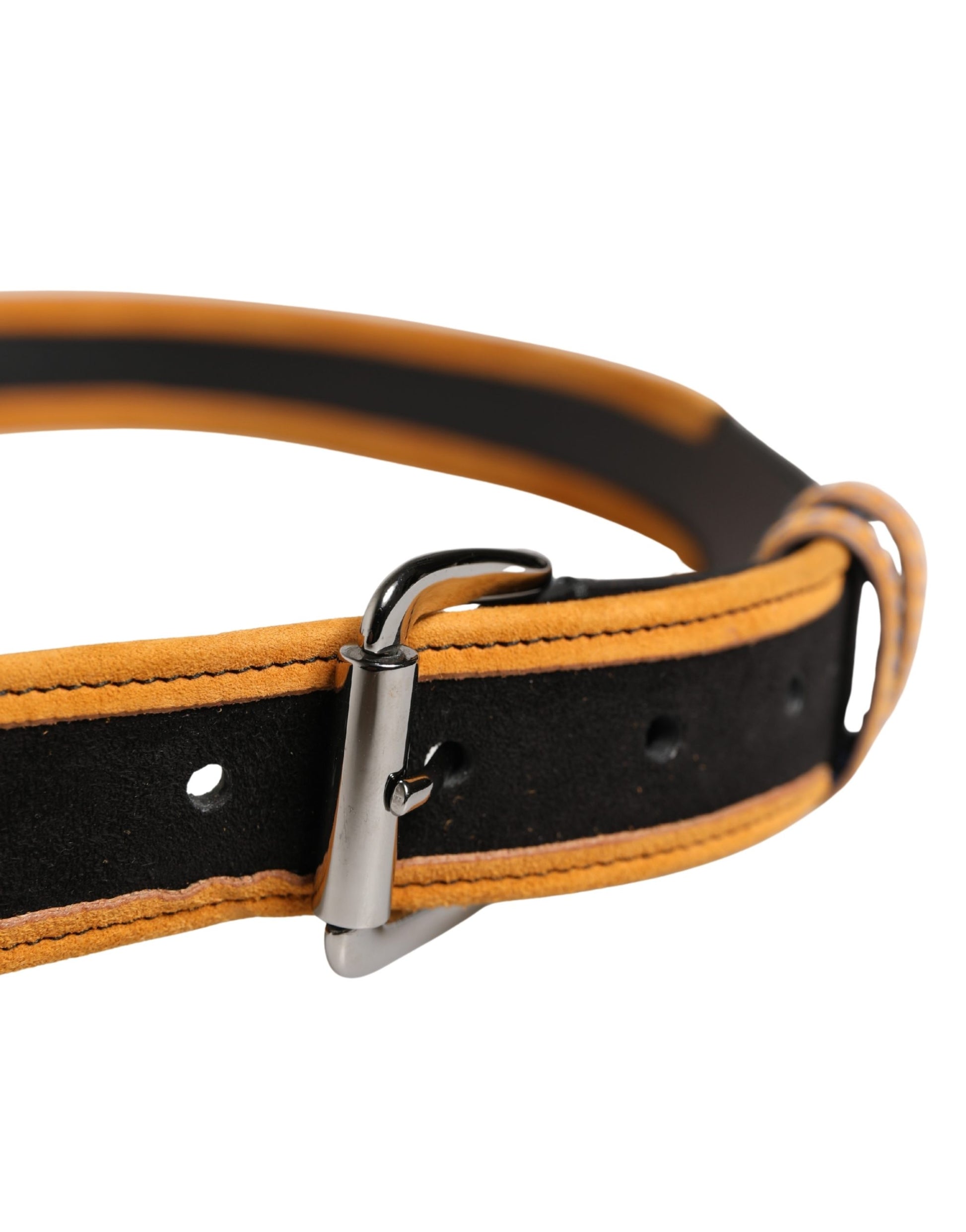 Dolce & Gabbana Men Black Orange Polyester Metal Buckle Belt Curated Luxury Accessories by Orvyn