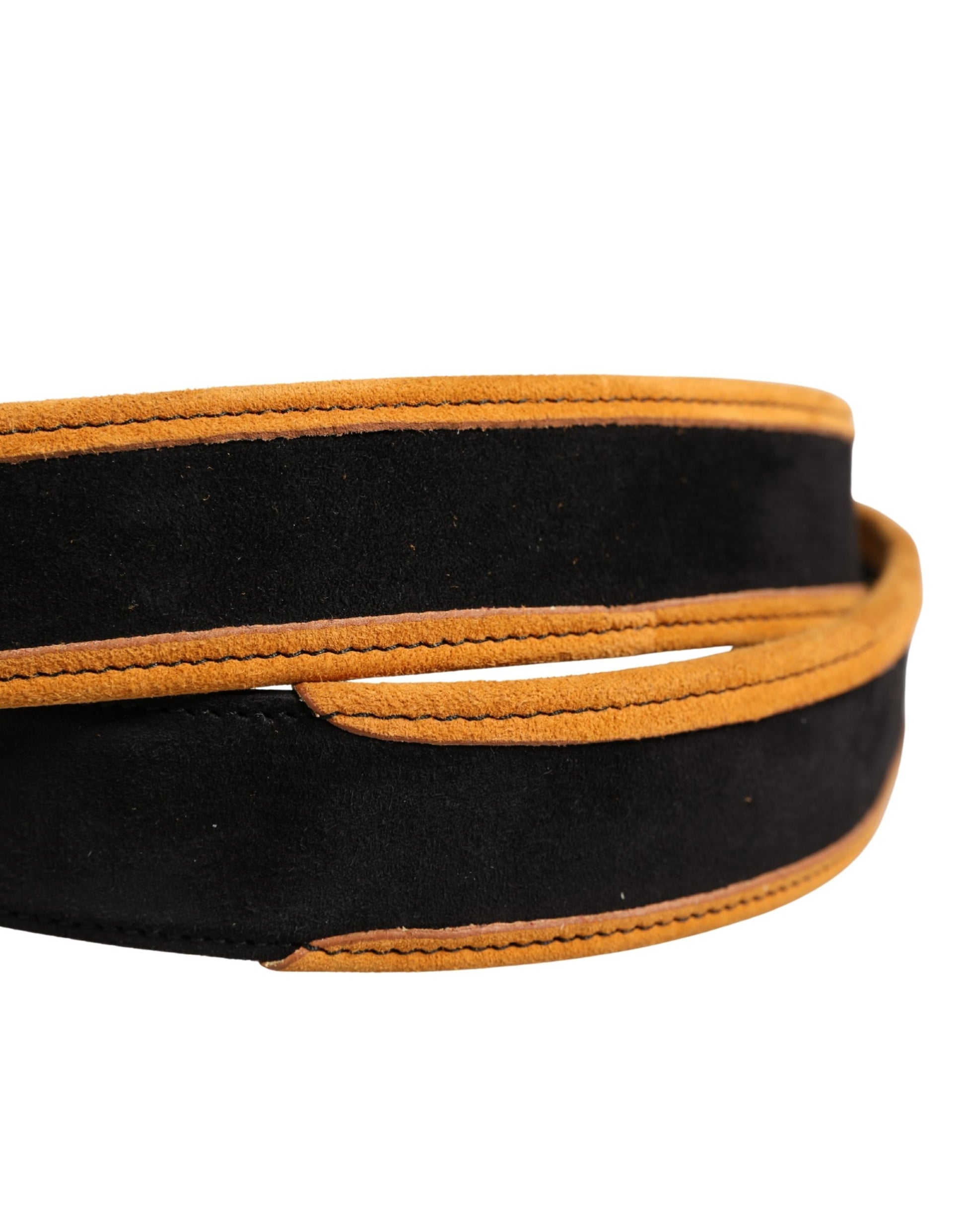 Dolce & Gabbana Men Black Orange Polyester Metal Buckle Belt Curated Luxury Accessories by Orvyn