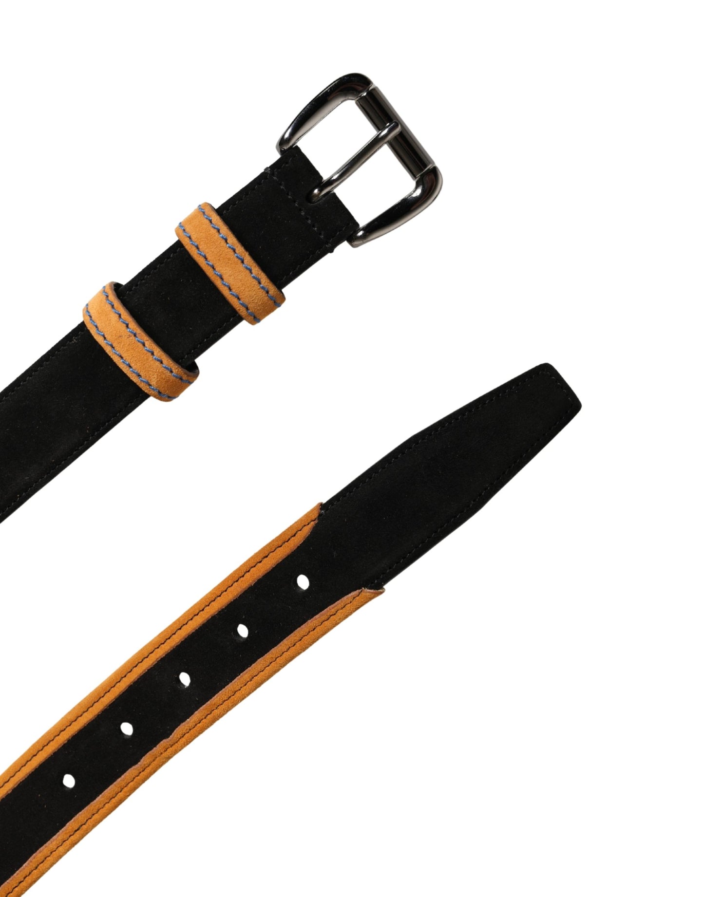 Dolce & Gabbana Men Black Orange Polyester Metal Buckle Belt Curated Luxury Accessories by Orvyn