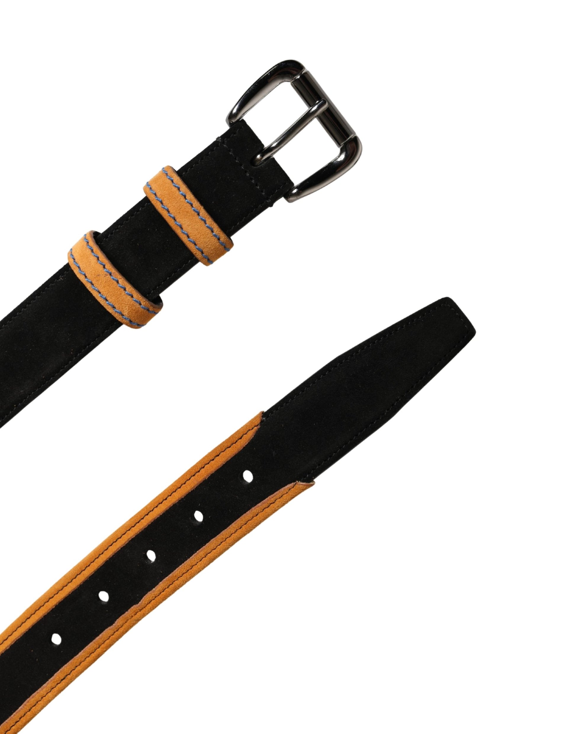 Dolce & Gabbana Men Black Orange Polyester Metal Buckle Belt Curated Luxury Accessories by Orvyn