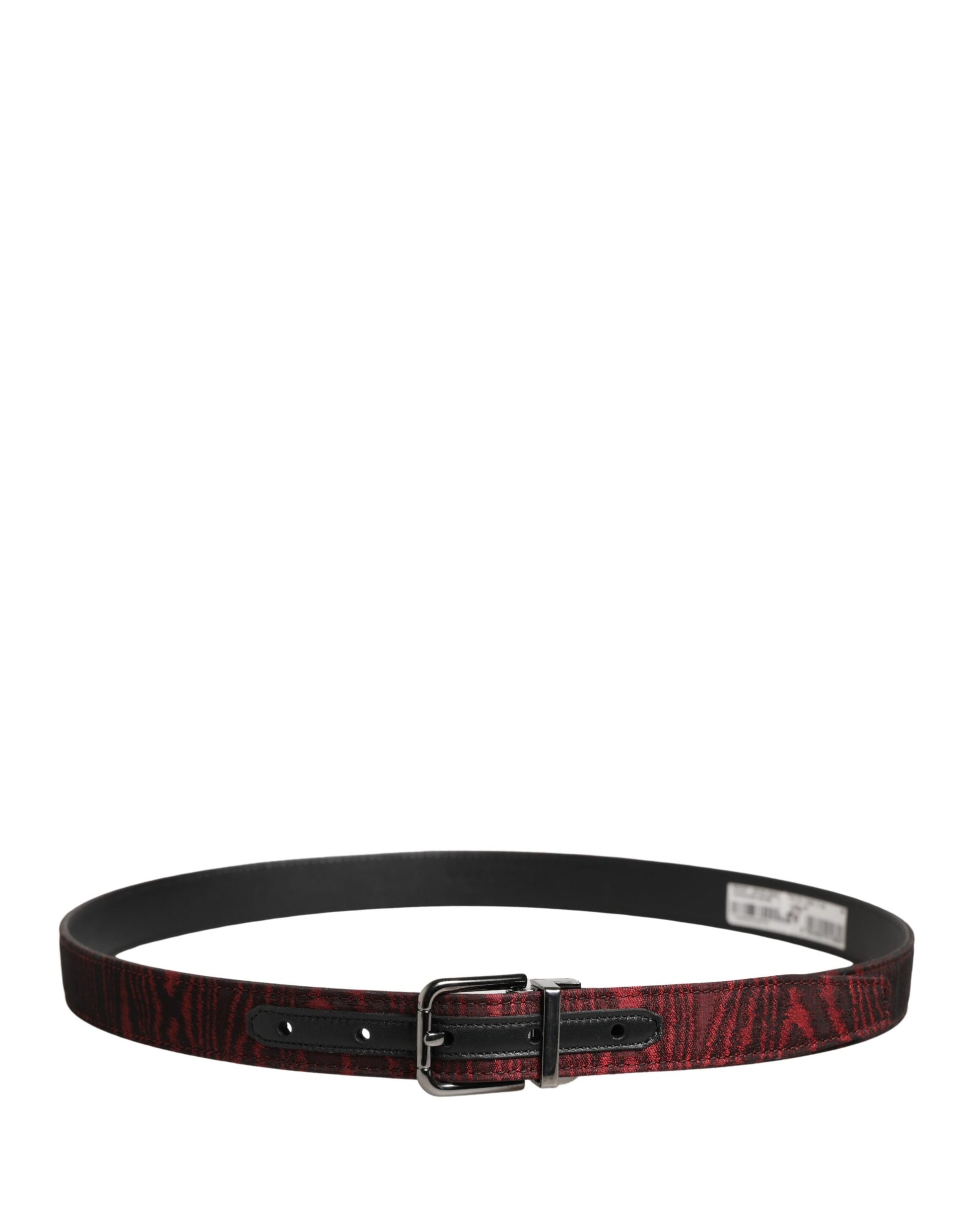 Dolce & Gabbana Men Red Jacquard Acetate Metal Buckle Belt Curated Luxury Accessories by Orvyn