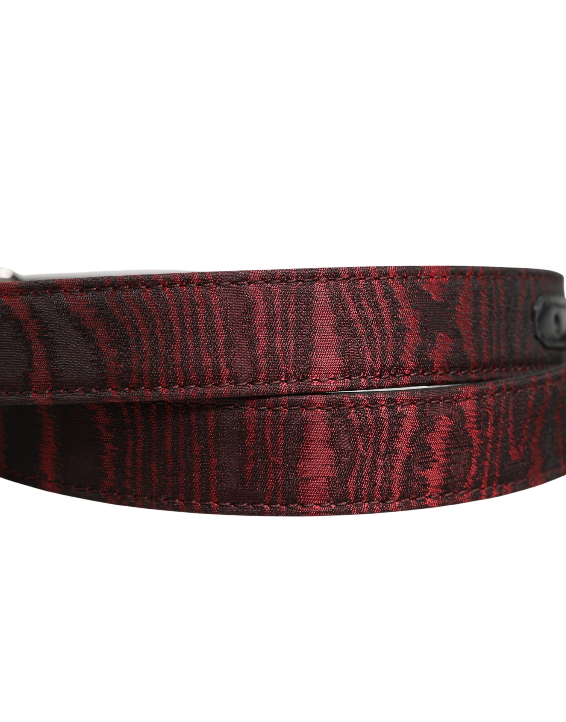 Dolce & Gabbana Men Red Jacquard Acetate Metal Buckle Belt Curated Luxury Accessories by Orvyn