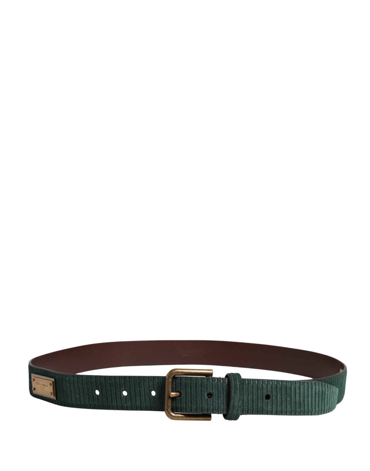 Dolce & Gabbana Men Green Velvet Leather Metal Buckle Belt Curated Luxury Accessories by Orvyn