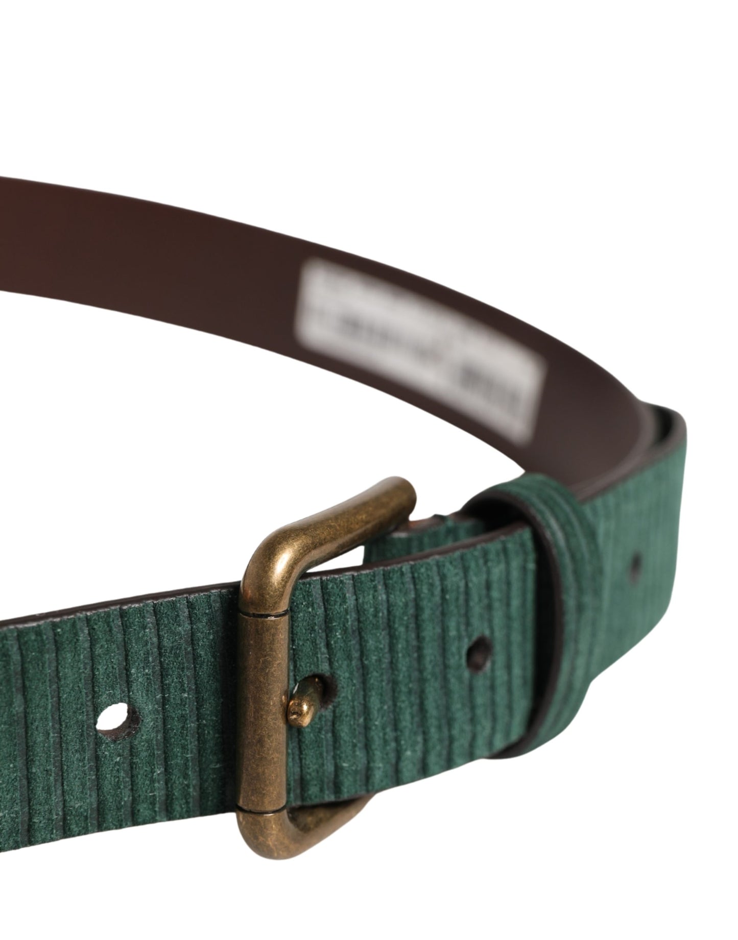 Dolce & Gabbana Men Green Velvet Leather Metal Buckle Belt Curated Luxury Accessories by Orvyn