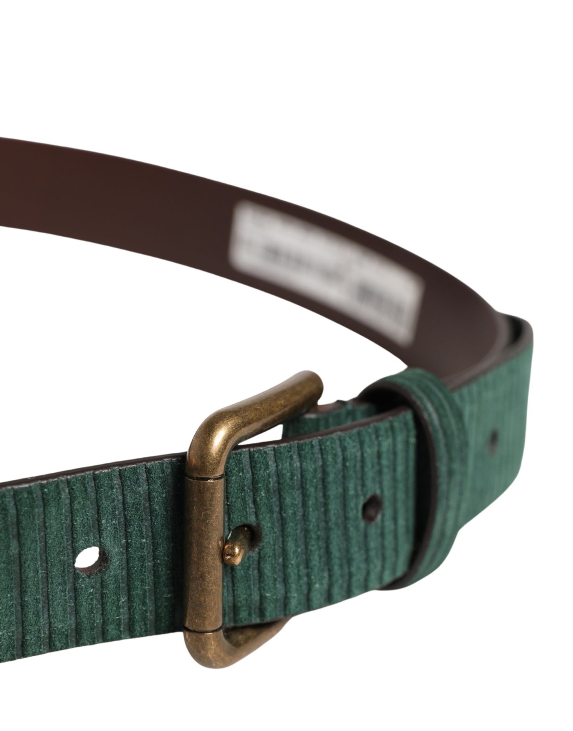 Dolce & Gabbana Men Green Velvet Leather Metal Buckle Belt Curated Luxury Accessories by Orvyn