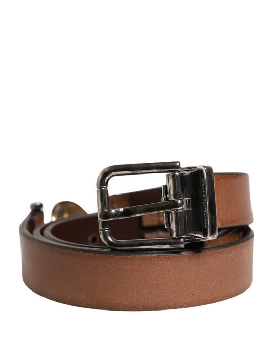 Dolce & Gabbana Men Brown Classic Leather Metal Buckle Belt Curated Luxury Accessories by Orvyn