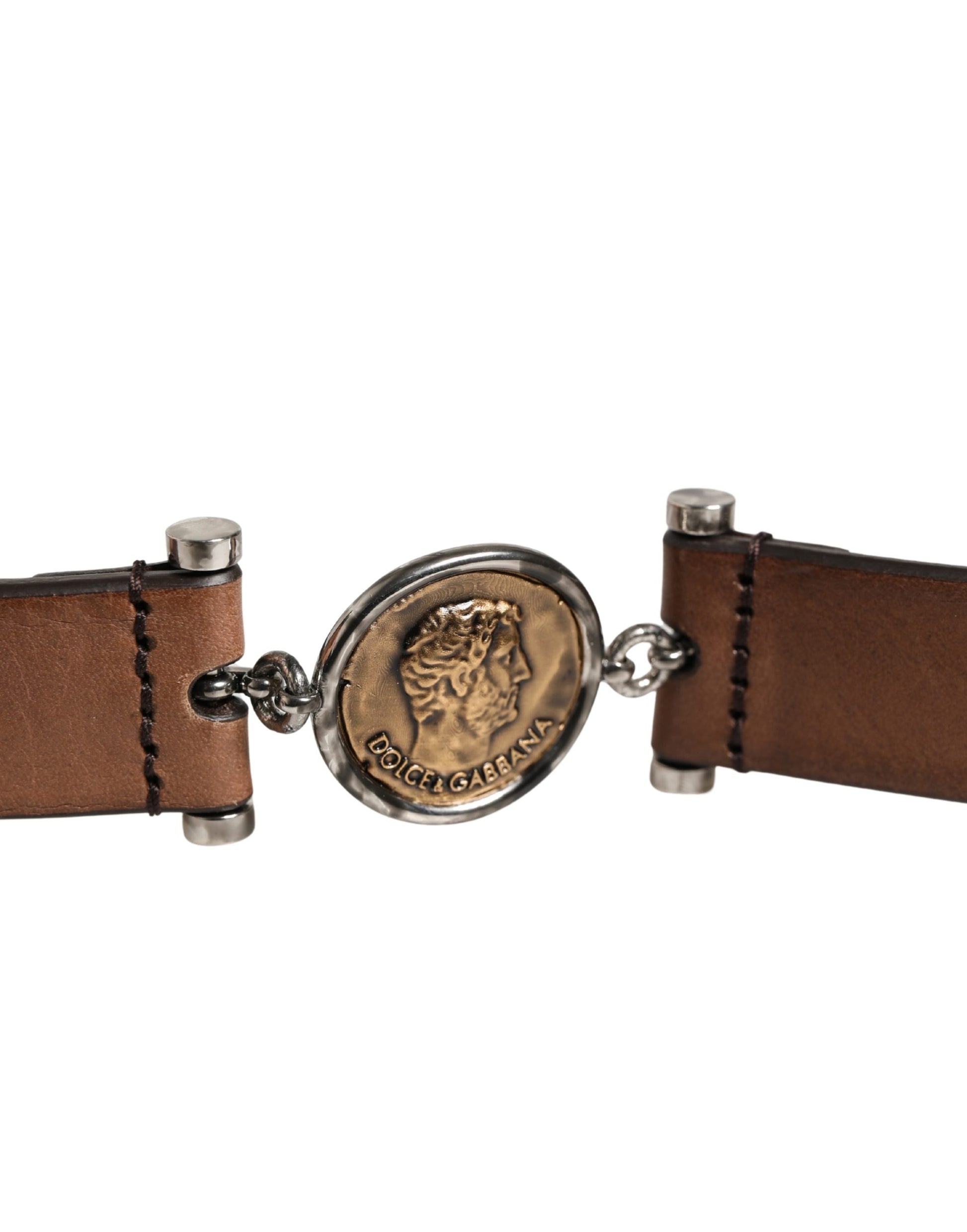 Dolce & Gabbana Men Brown Classic Leather Metal Buckle Belt Curated Luxury Accessories by Orvyn