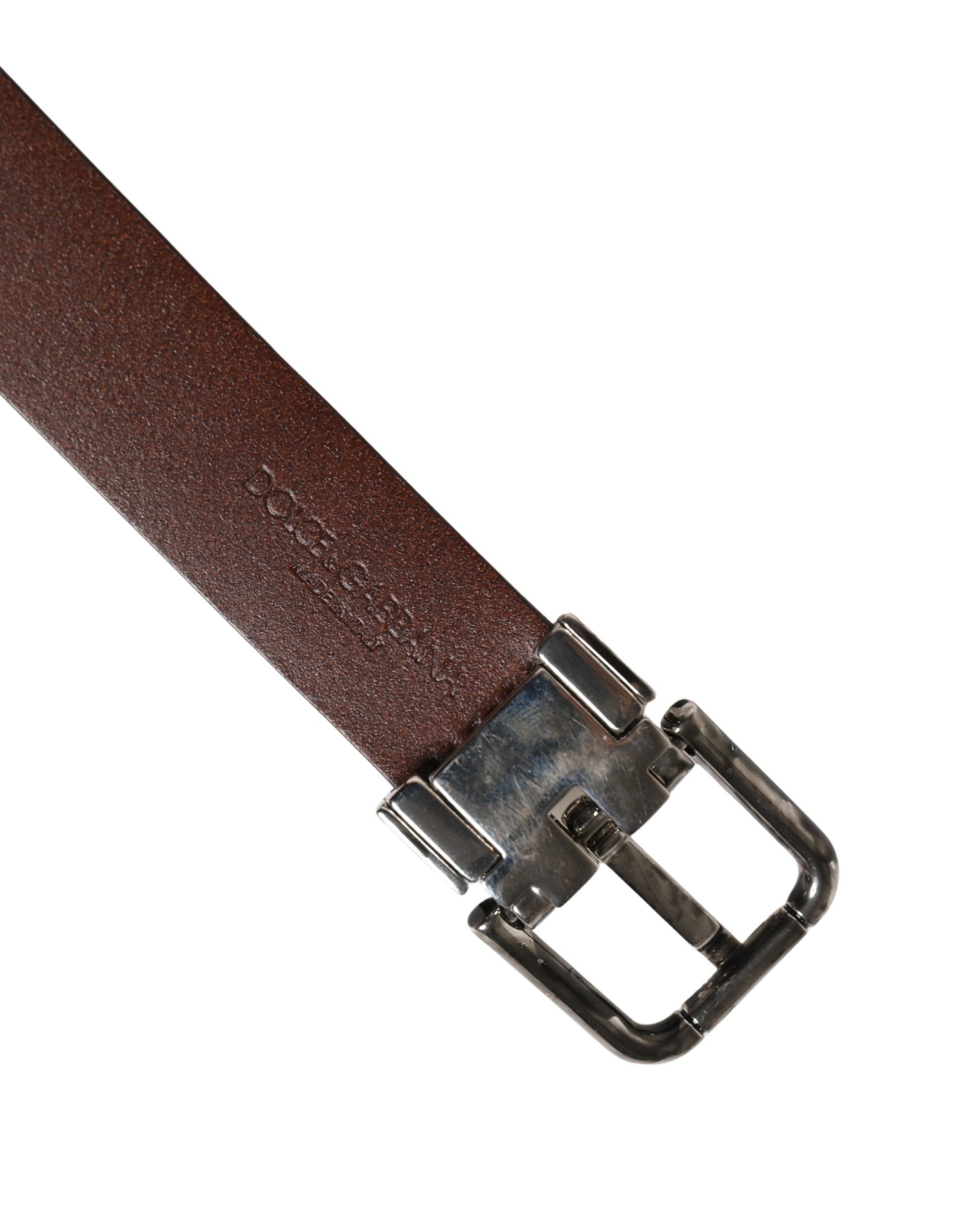 Dolce & Gabbana Men Brown Classic Leather Metal Buckle Belt Curated Luxury Accessories by Orvyn