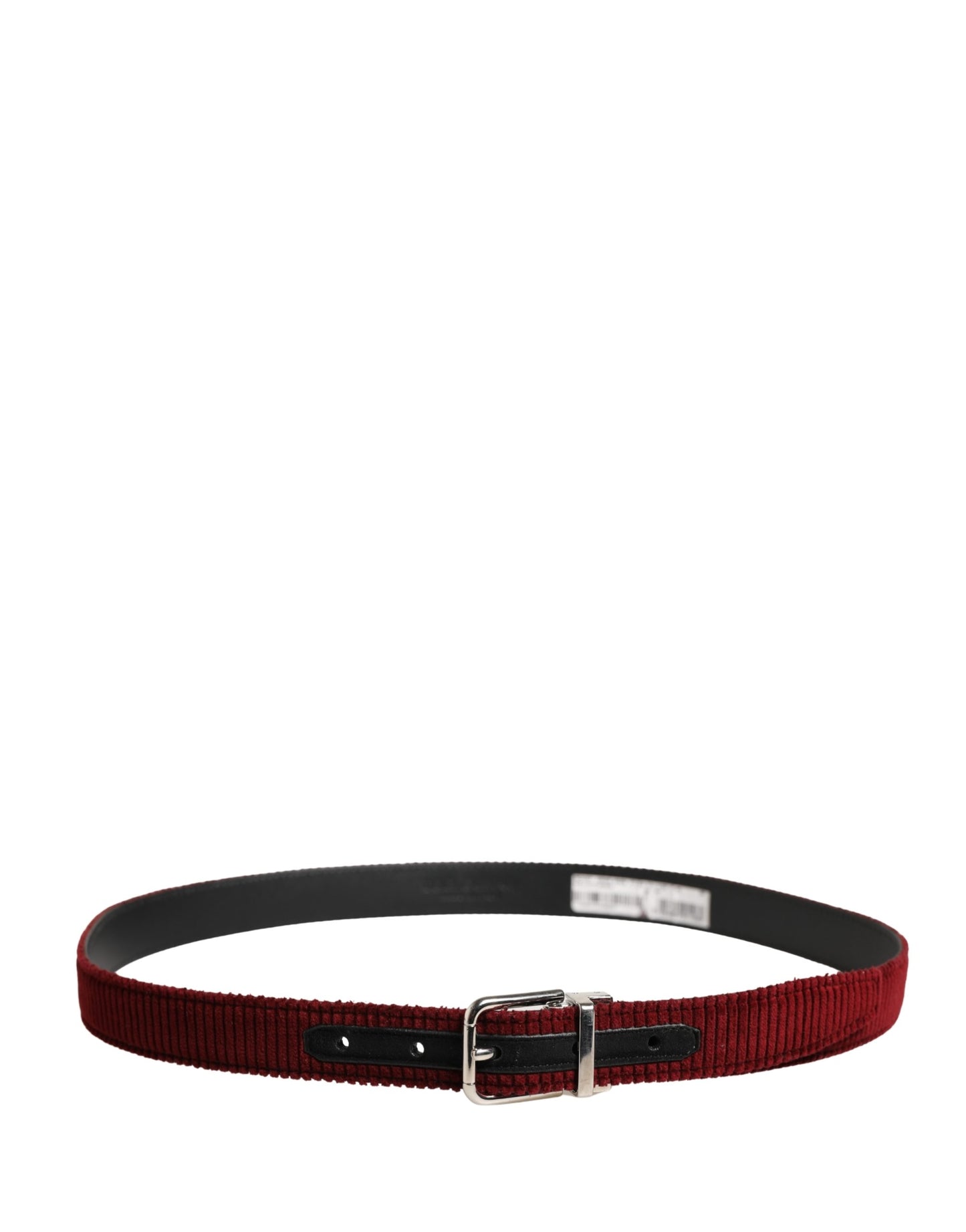 Dolce & Gabbana Men Red Velvet Leather Metal Buckle Belt Curated Luxury Accessories by Orvyn