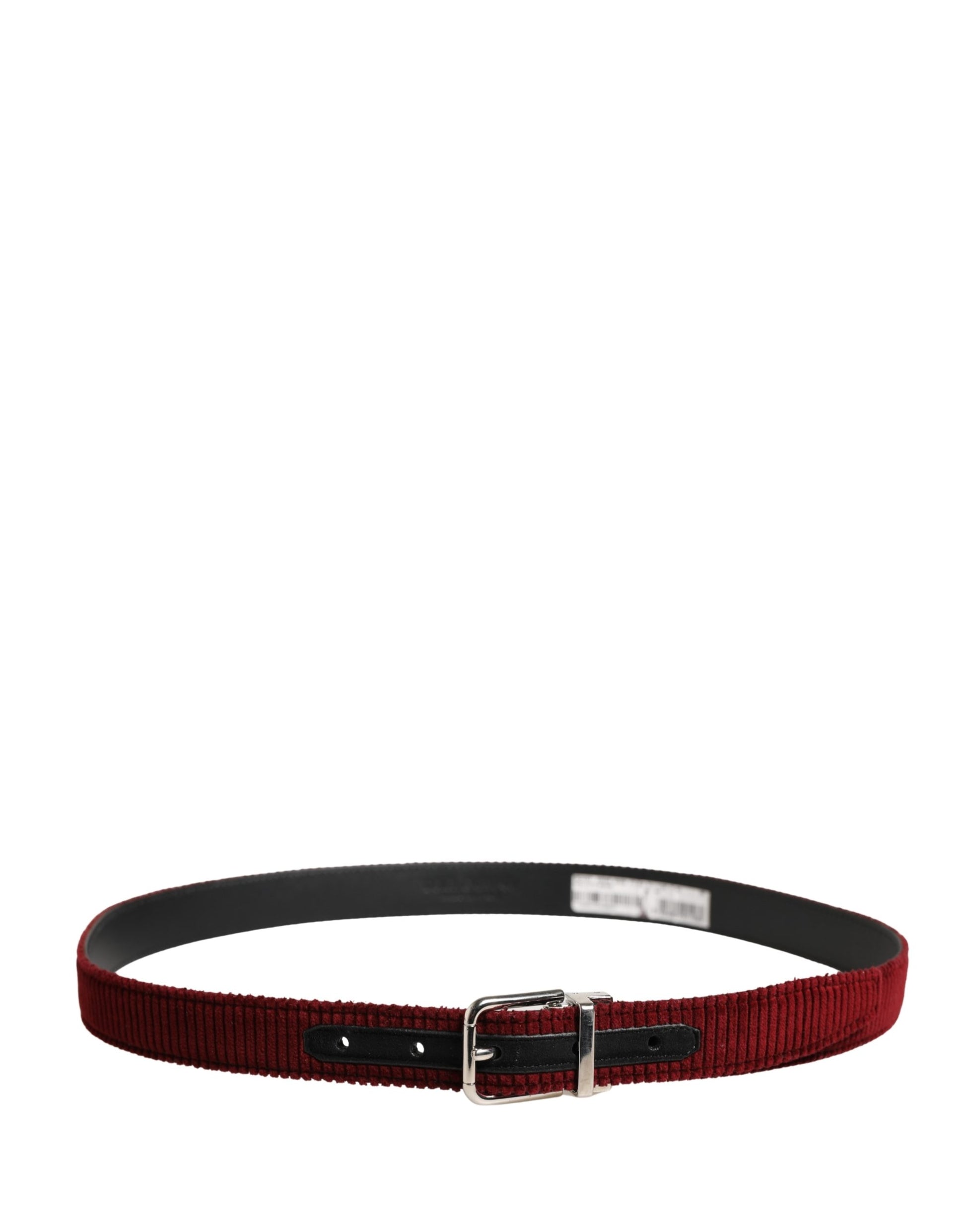 Dolce & Gabbana Men Red Velvet Leather Metal Buckle Belt Curated Luxury Accessories by Orvyn