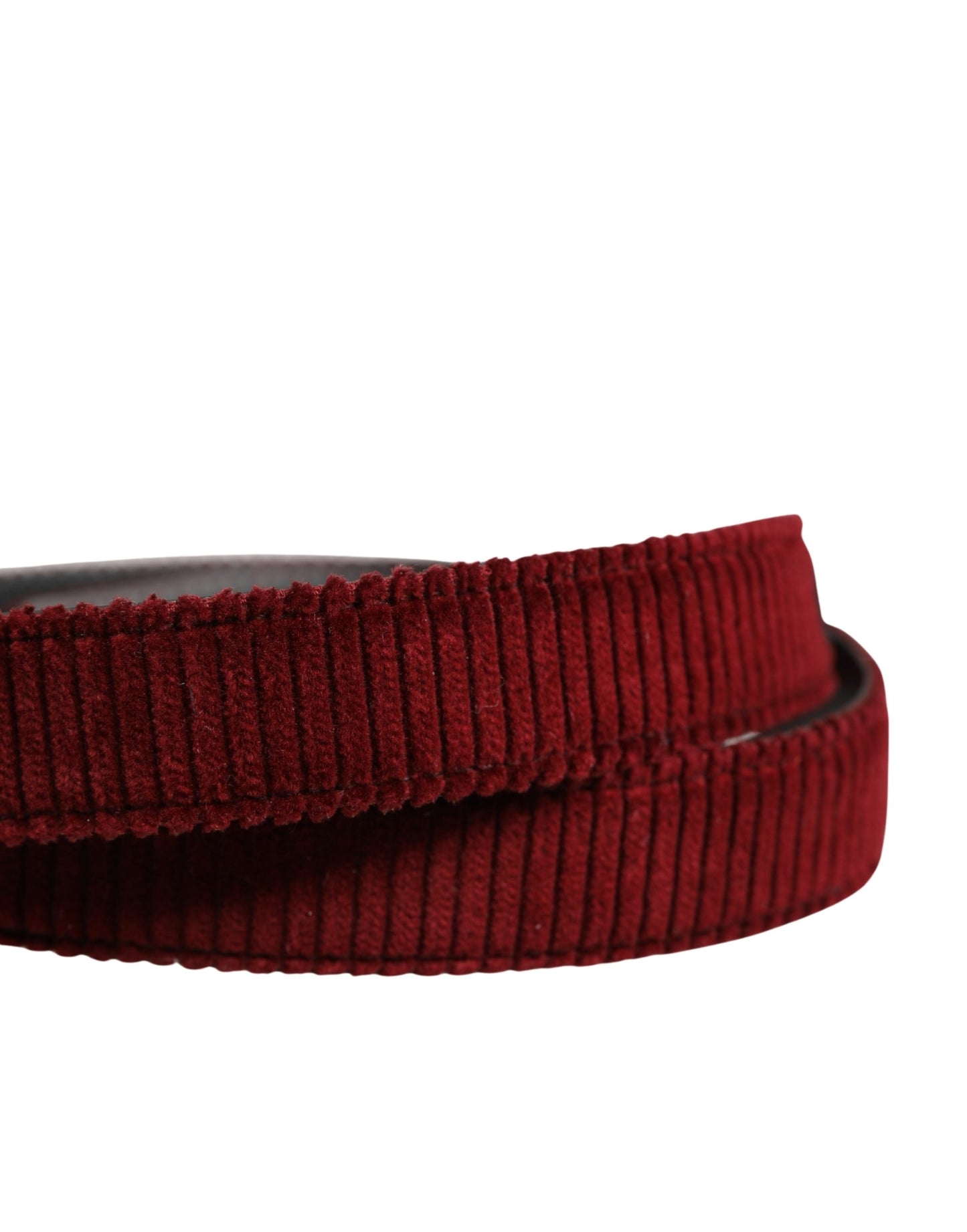 Dolce & Gabbana Men Red Velvet Leather Metal Buckle Belt Curated Luxury Accessories by Orvyn