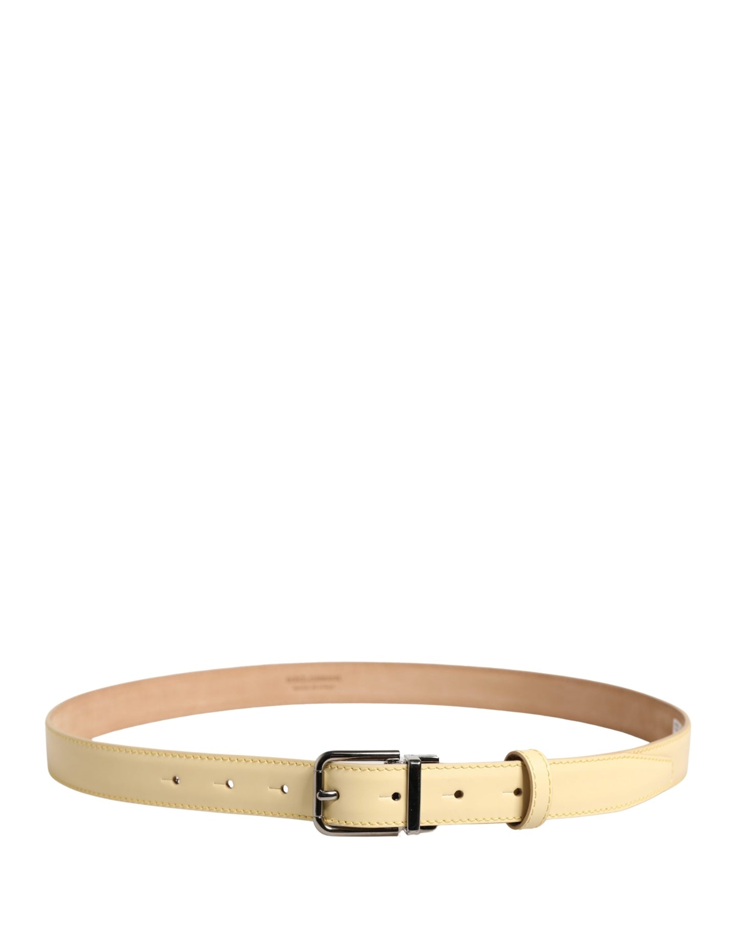 Dolce & Gabbana Men Yellow Classic Leather Metal Buckle Belt Curated Luxury Accessories by Orvyn