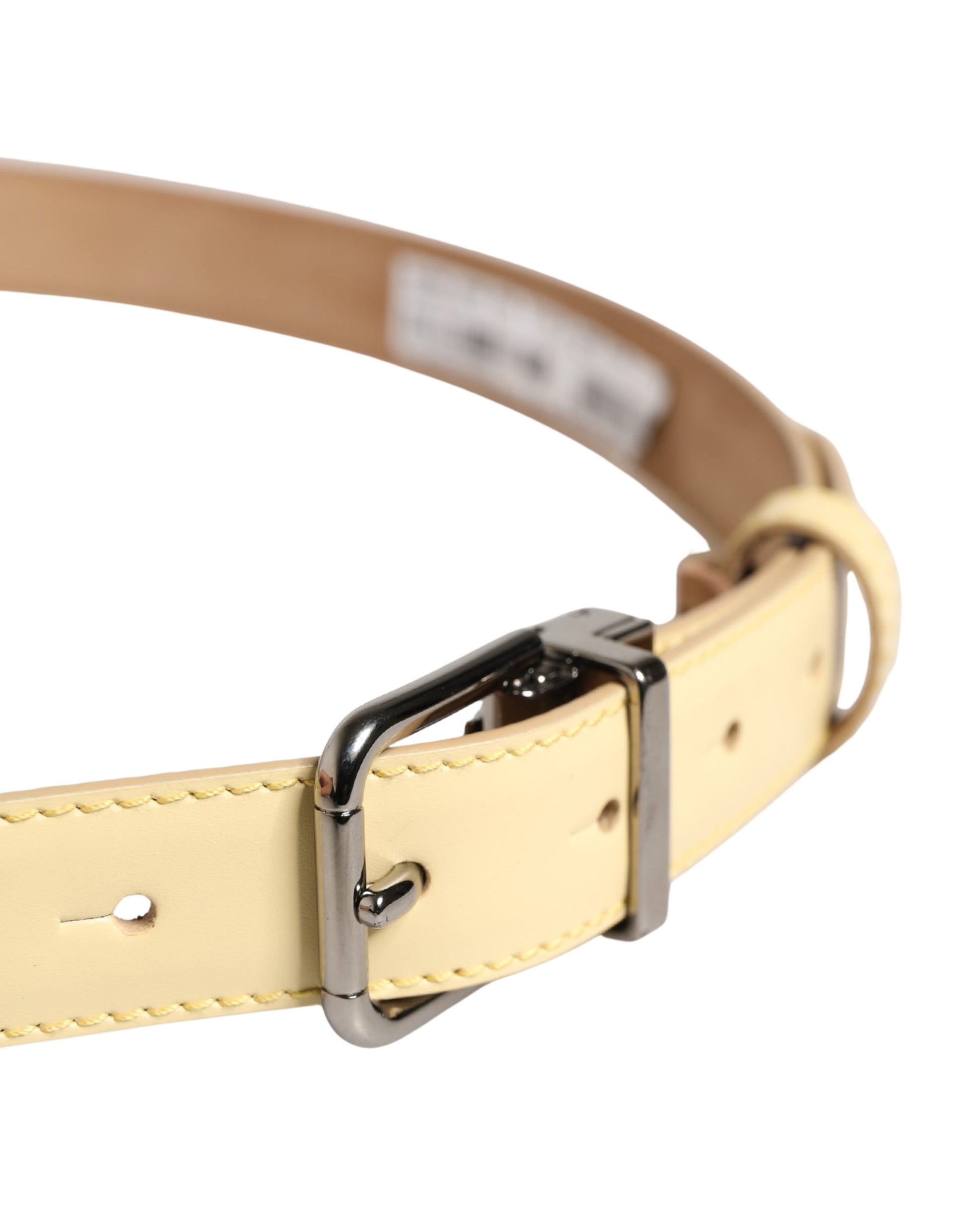 Dolce & Gabbana Men Yellow Classic Leather Metal Buckle Belt Curated Luxury Accessories by Orvyn