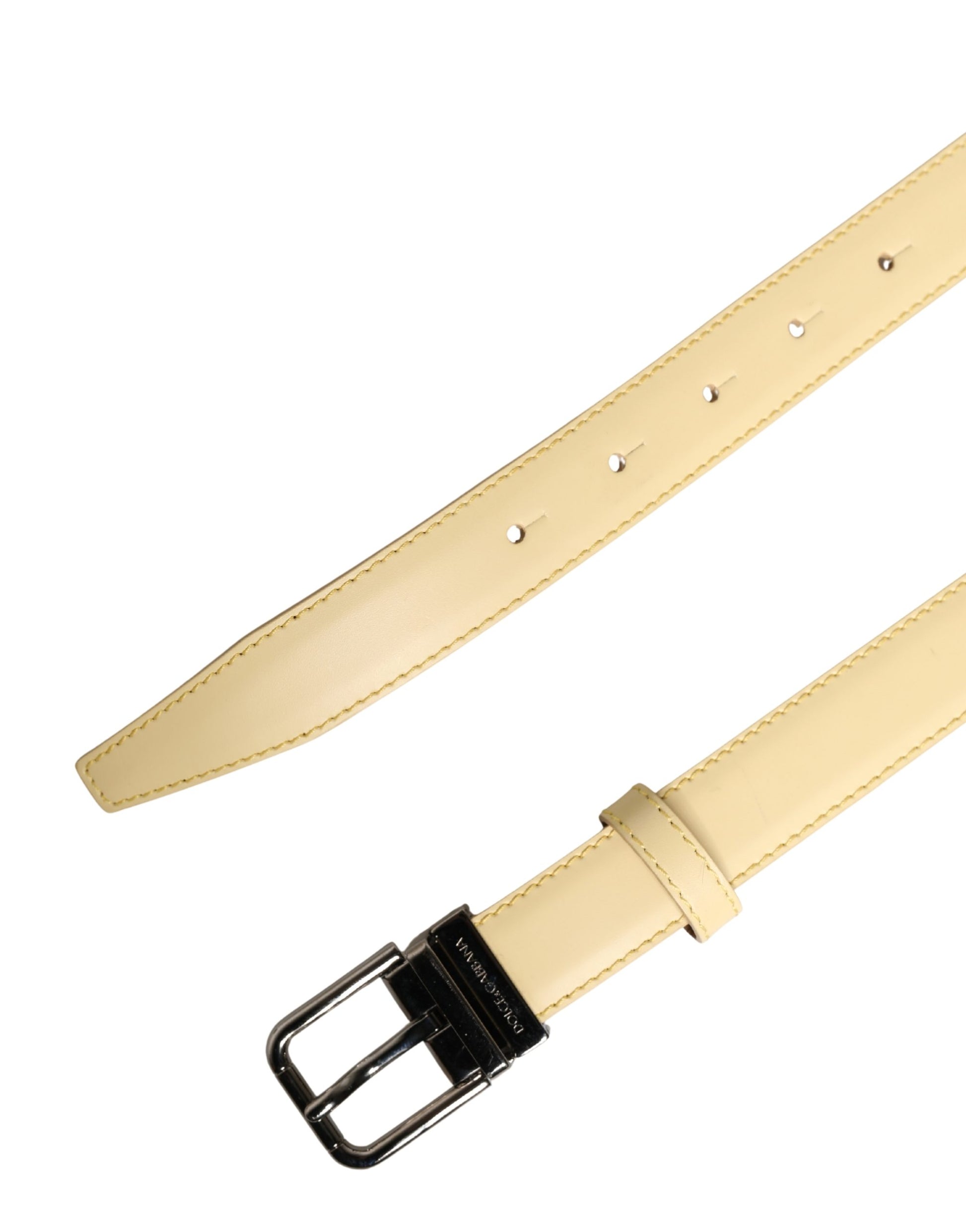 Dolce & Gabbana Men Yellow Classic Leather Metal Buckle Belt Curated Luxury Accessories by Orvyn