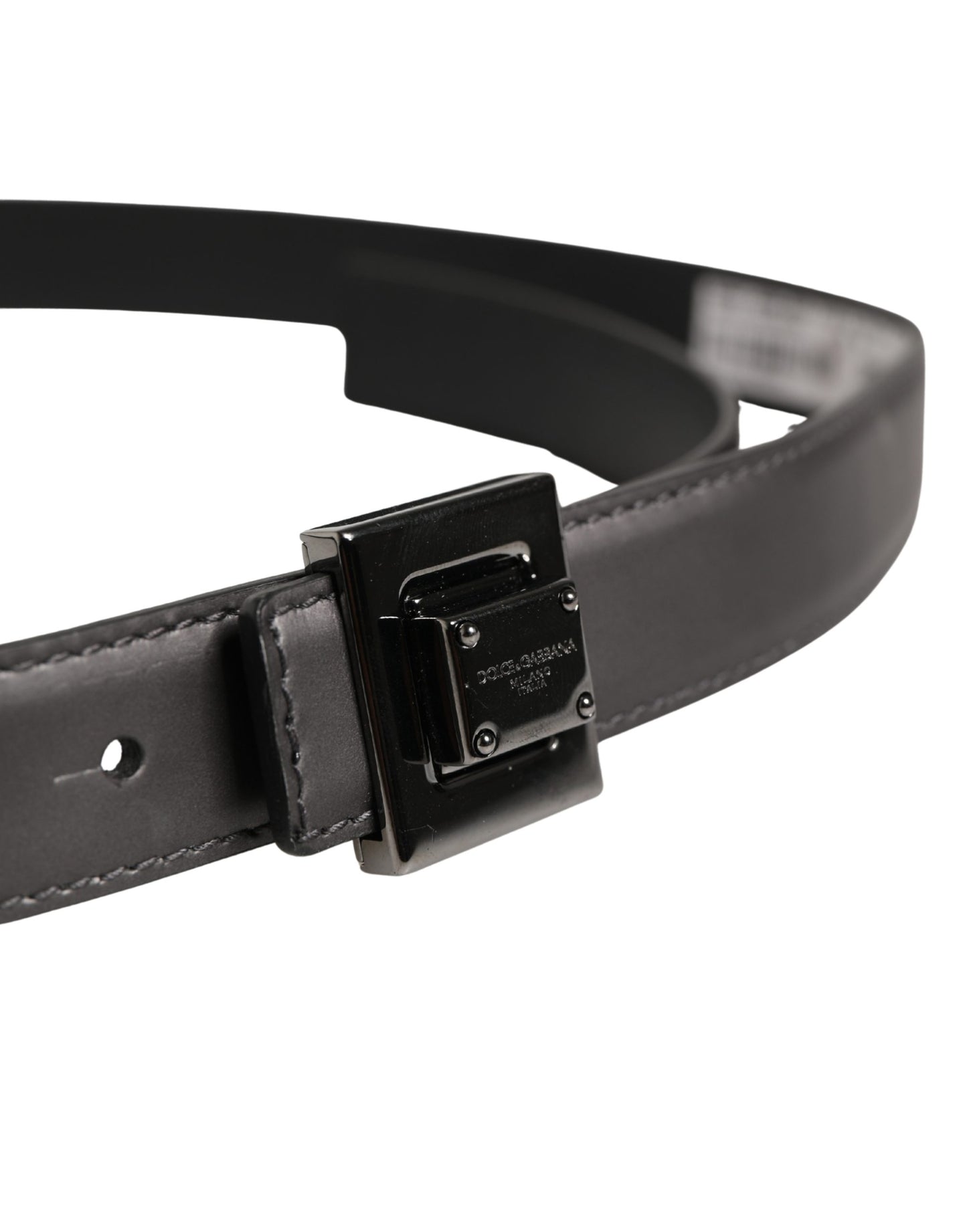 Dolce & Gabbana Men Silver Classic Leather Square Buckle Belt Curated Luxury Accessories by Orvyn