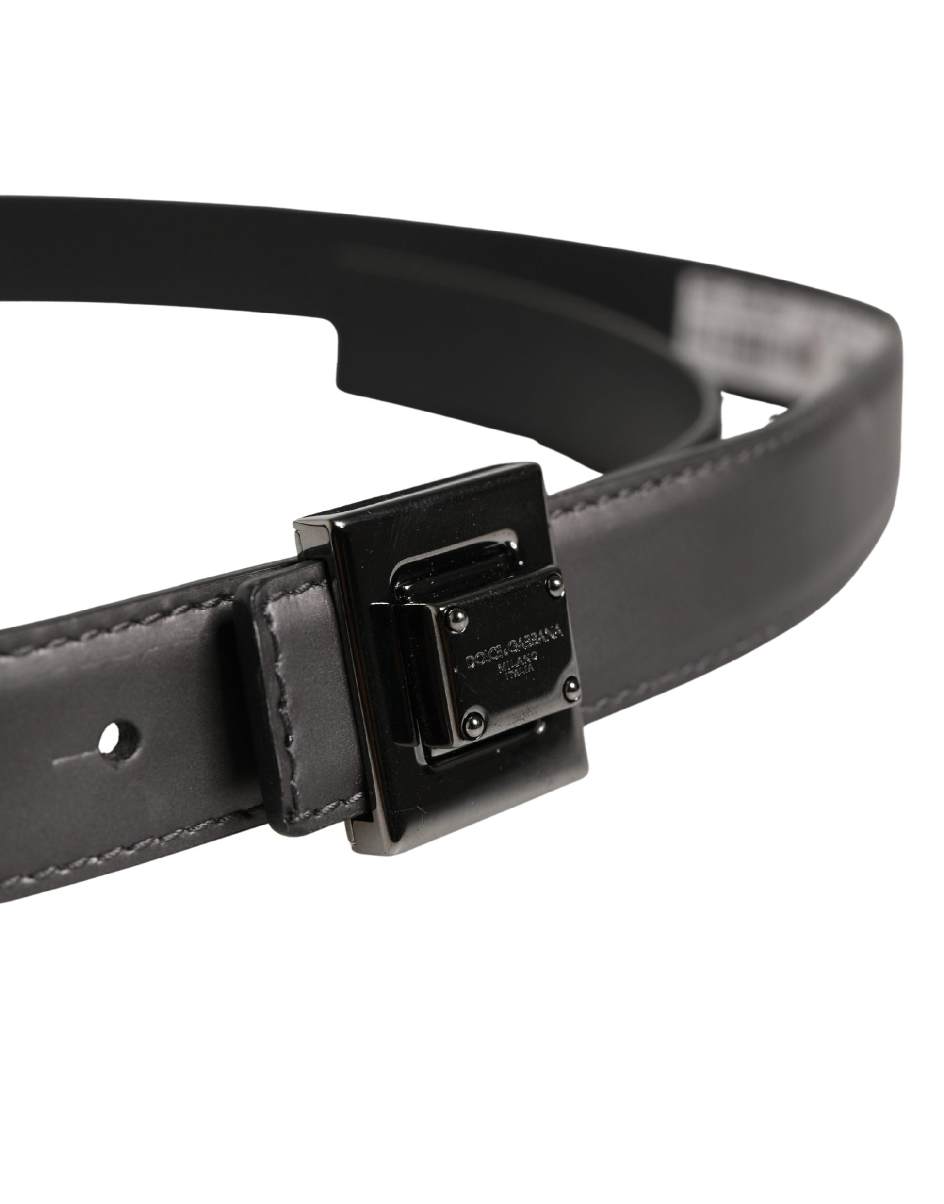 Dolce & Gabbana Men Silver Classic Leather Square Buckle Belt Curated Luxury Accessories by Orvyn