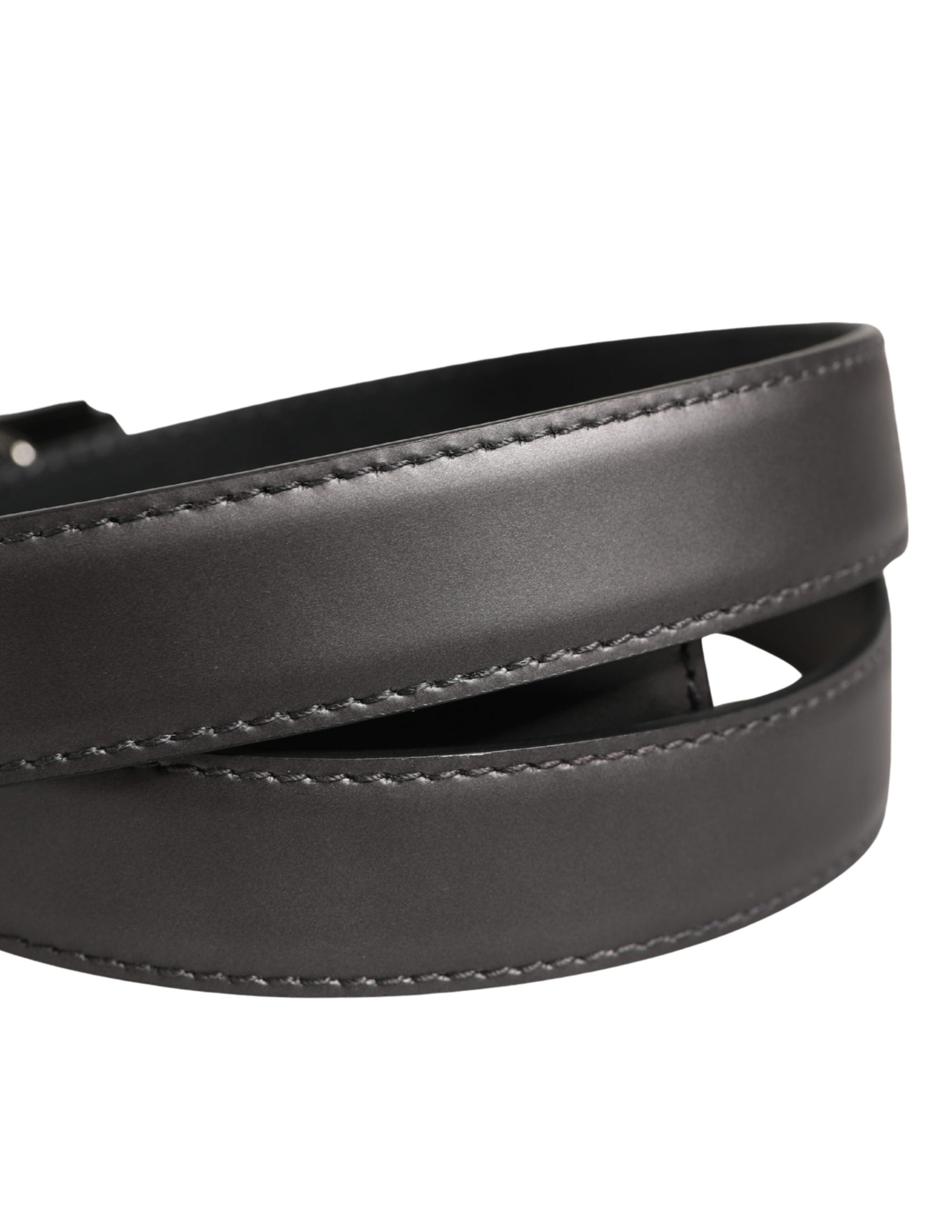 Dolce & Gabbana Men Silver Classic Leather Square Buckle Belt Curated Luxury Accessories by Orvyn