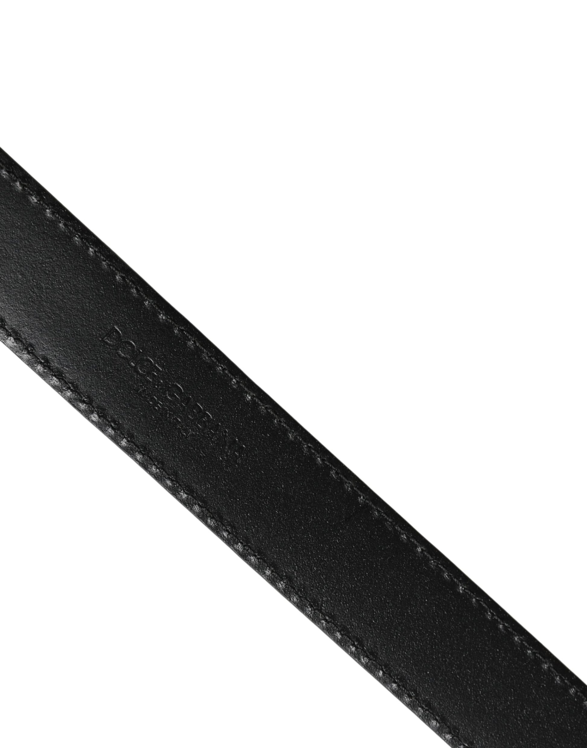 Dolce & Gabbana Men Silver Classic Leather Square Buckle Belt Curated Luxury Accessories by Orvyn