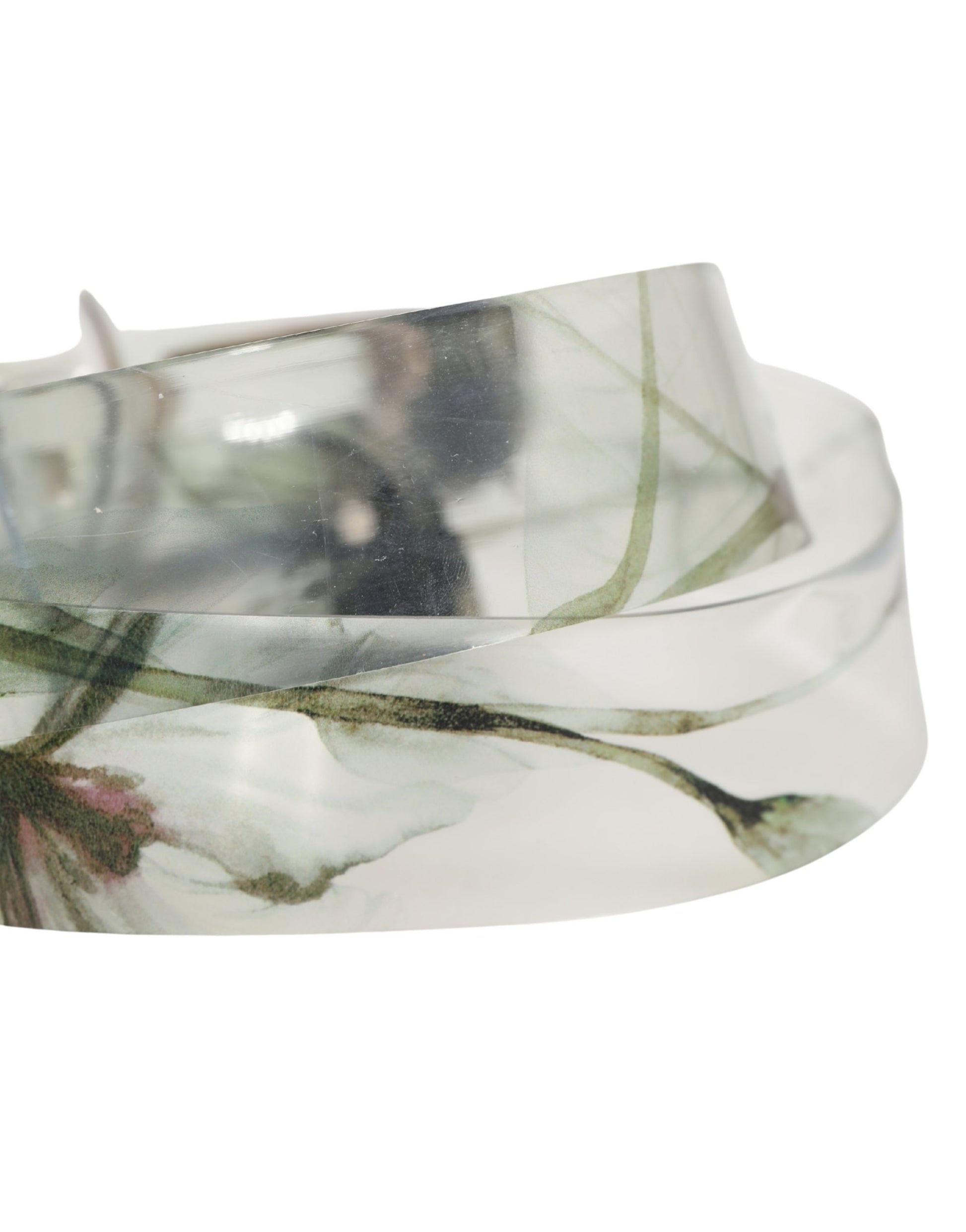 Dolce & Gabbana Men White Floral PVC Silver Metal Buckle Belt Curated Luxury Accessories by Orvyn