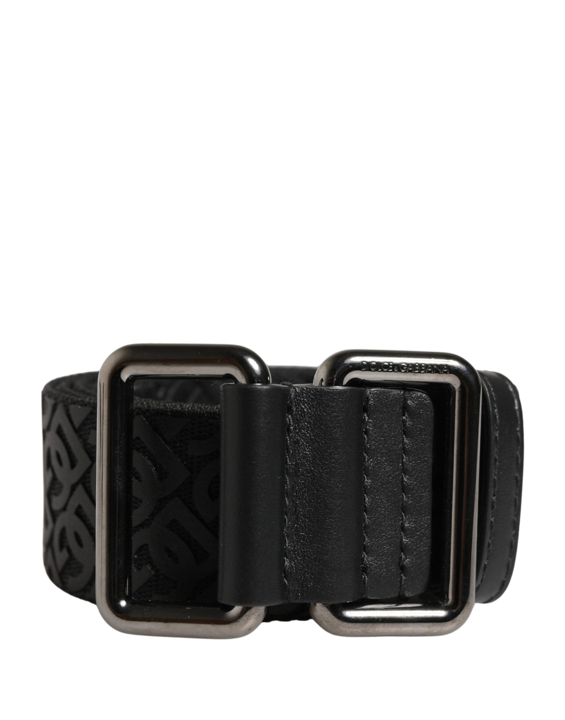 Dolce & Gabbana Men Black DG Logo Polyester Metal Buckle Belt Curated Luxury Accessories by Orvyn