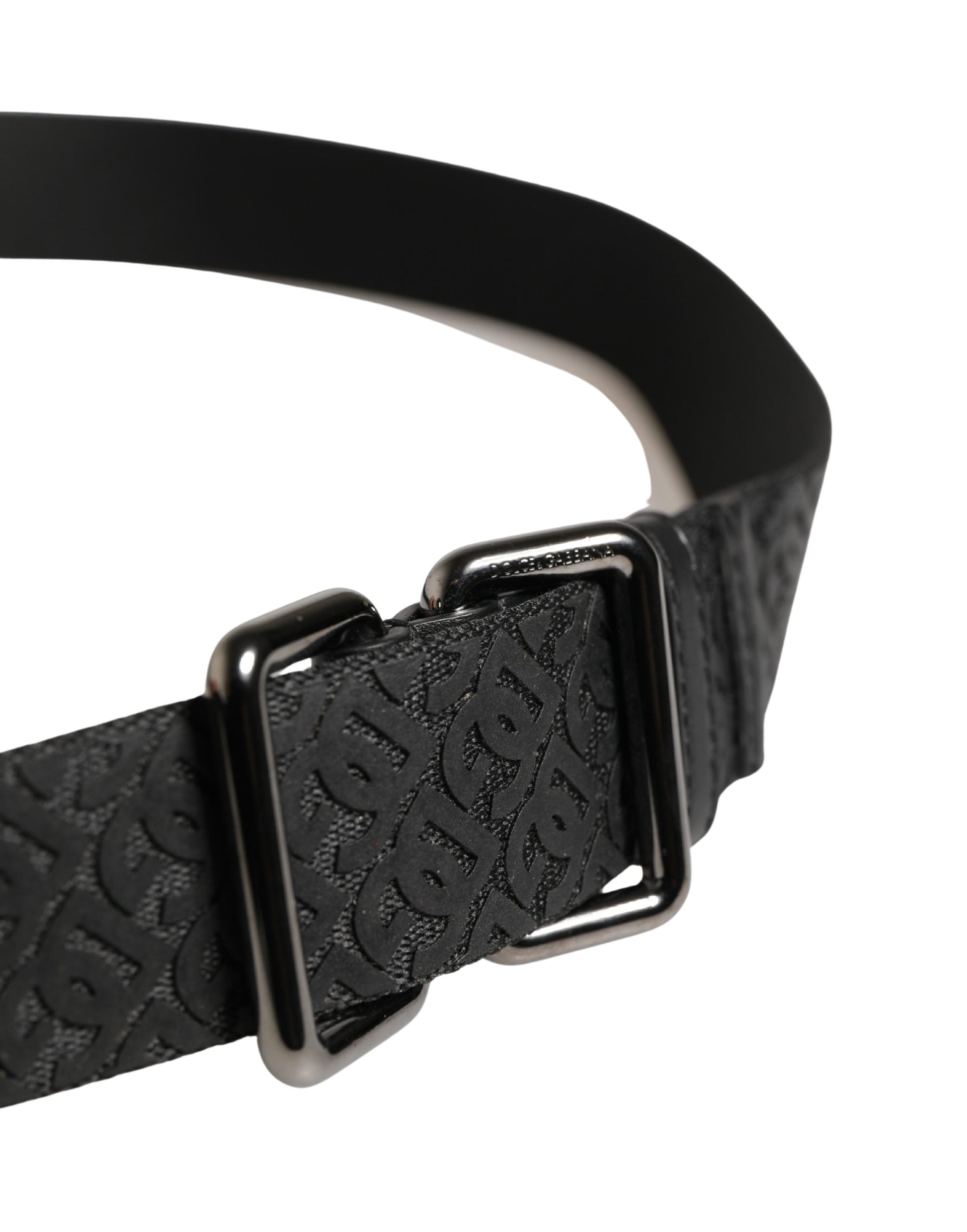 Dolce & Gabbana Men Black DG Logo Polyester Metal Buckle Belt Curated Luxury Accessories by Orvyn